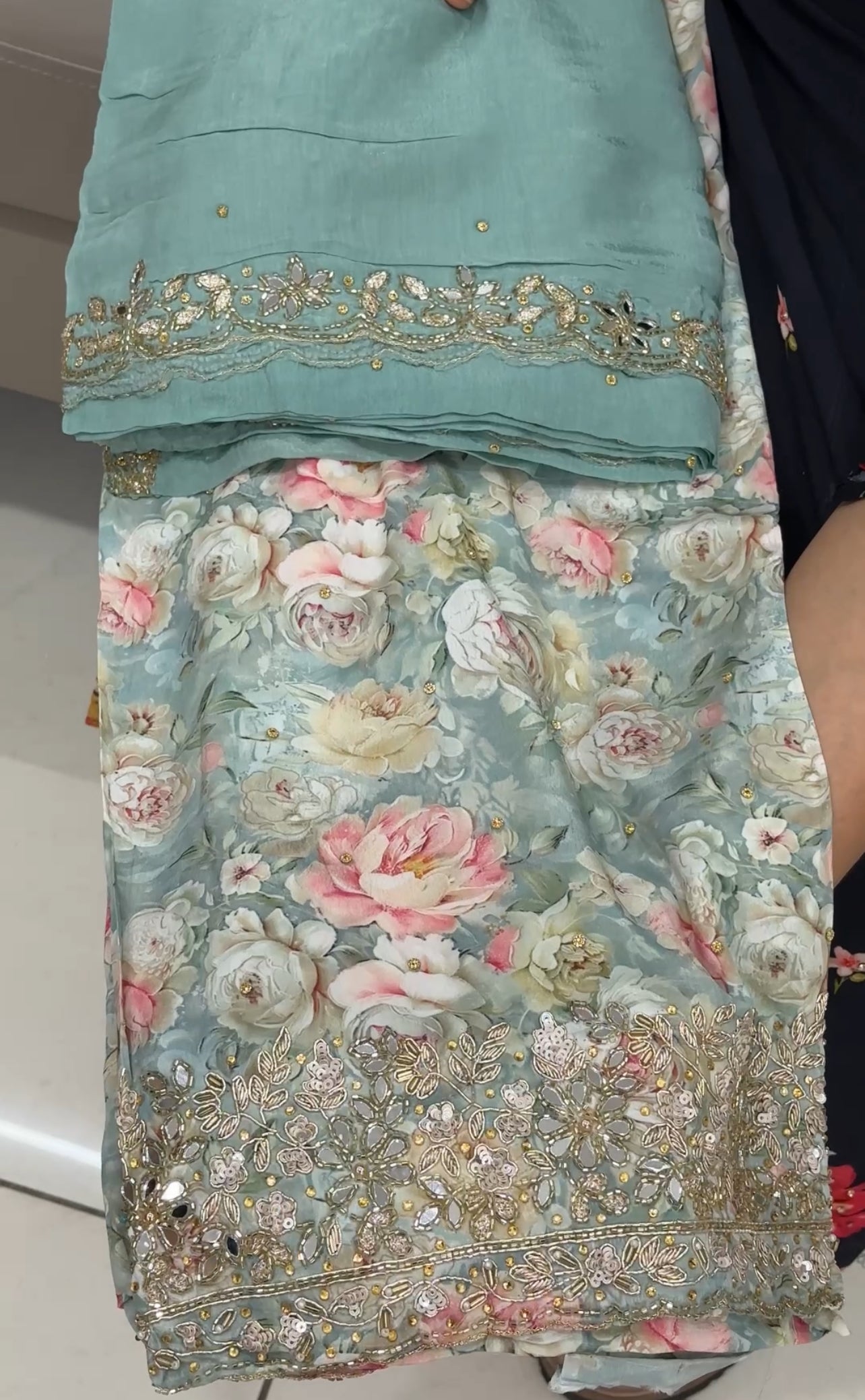 PRINTED CRAPE SILK UNSTITCHED SALWAR SUITS - IHA 28674