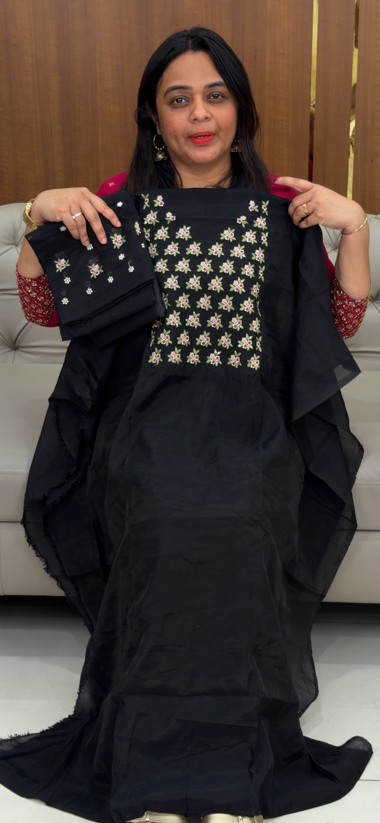 MUL CHANDERI UNSTITCHED  SALWAR SUITS - IHA 29838