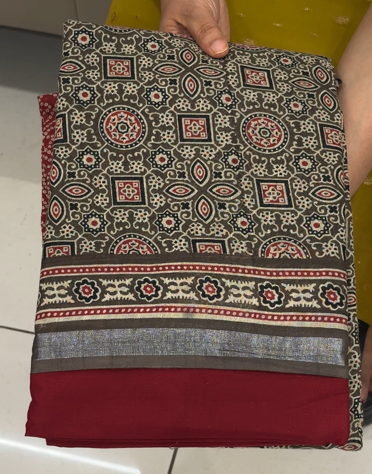 AJRAKH PRINTED UNSTITCHED SALWAR SUITS - IHA 28576