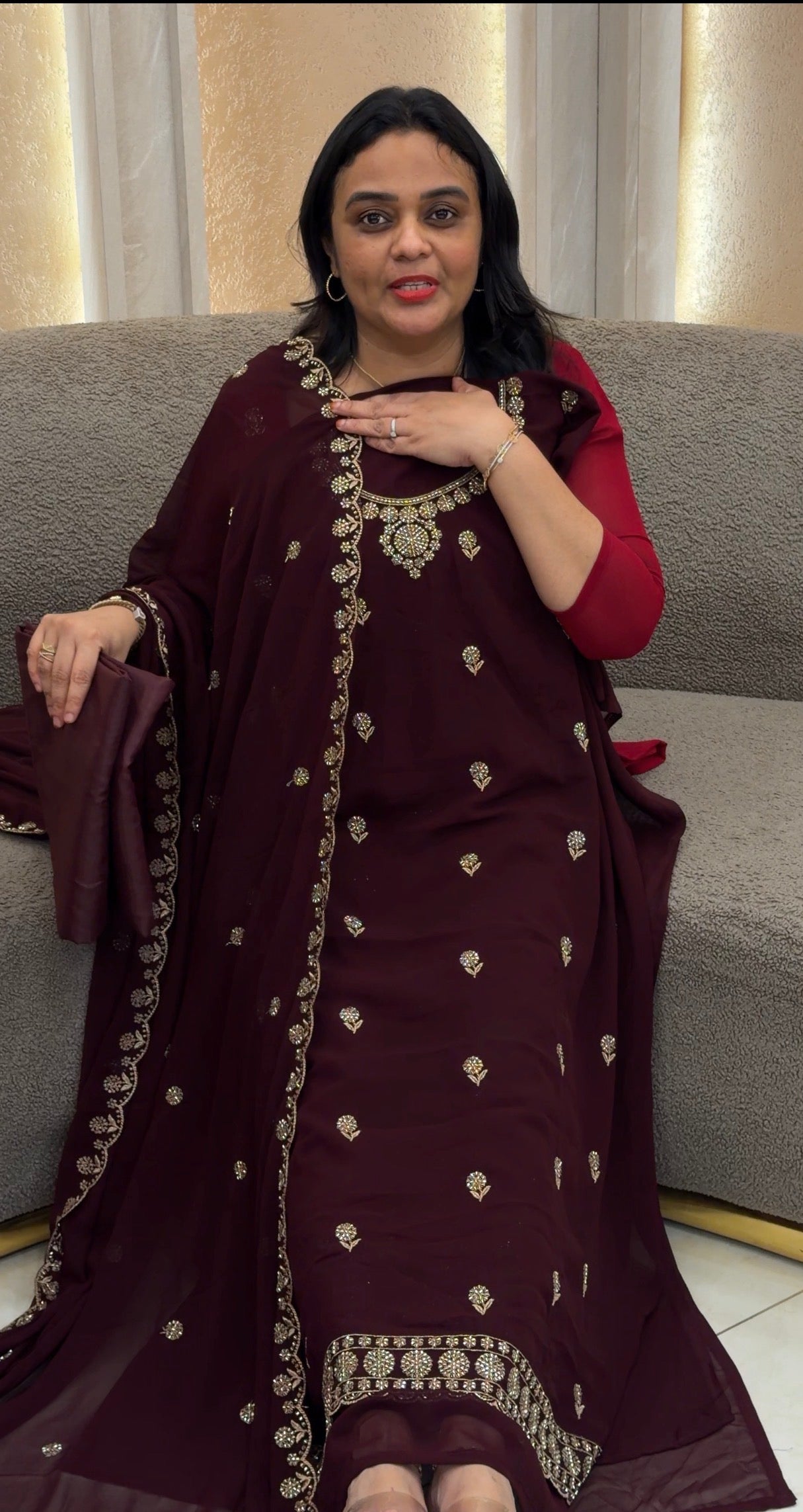 HANDWORKED UNSTITCHED SALWAR SUITS - IHA 33255