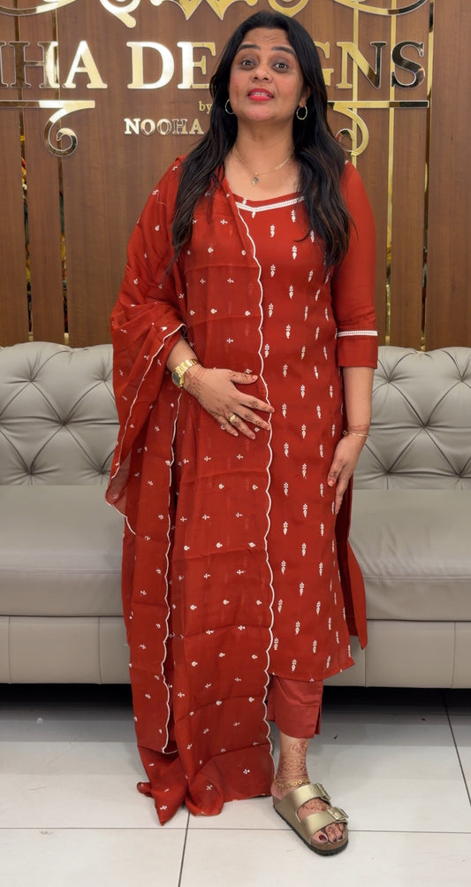 IHA'S IN-HOUSE MALAI CHANDERI TOP,BOTTOM AND DUPATTA - IHA 30815