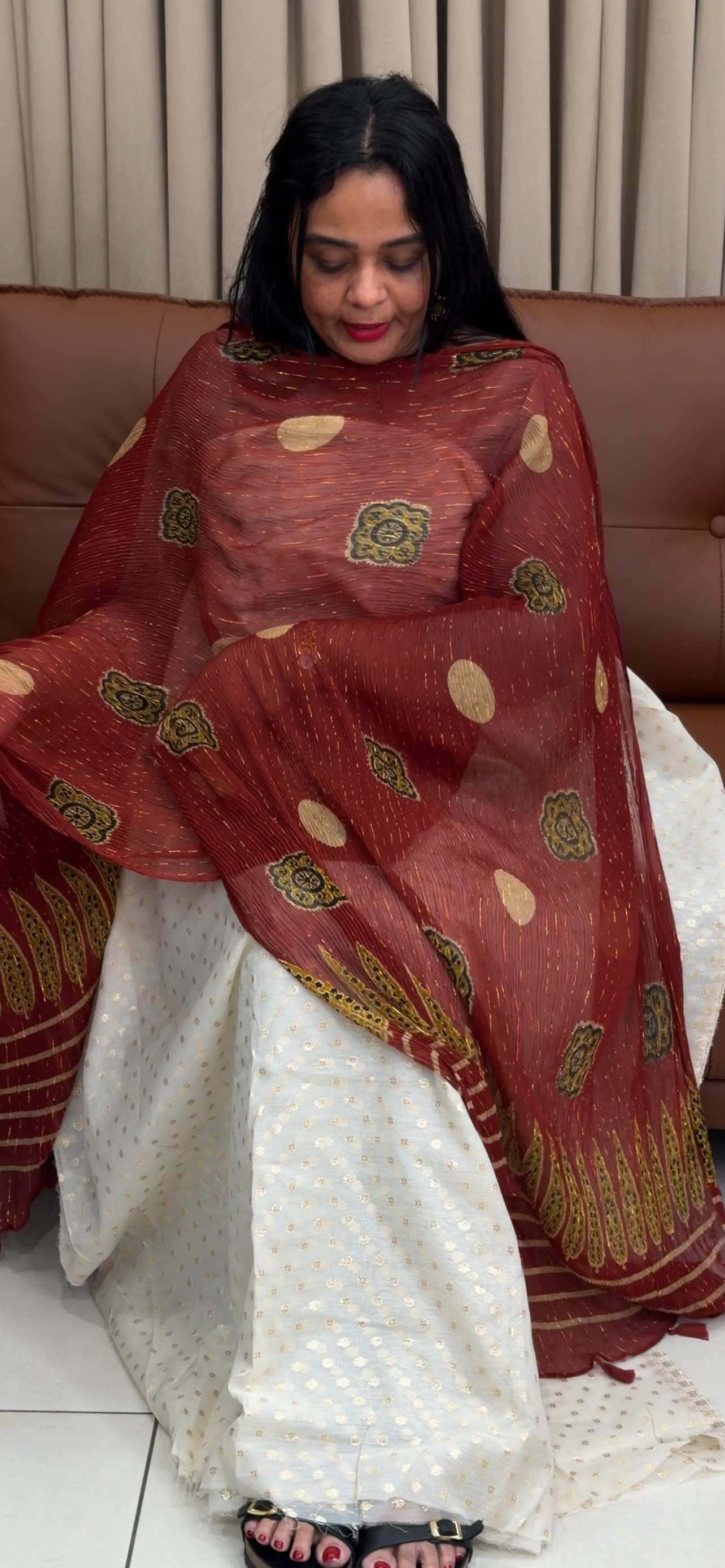 MUL CHANDERI UNSTITCHED SALWAR SUITS - IHA 34515