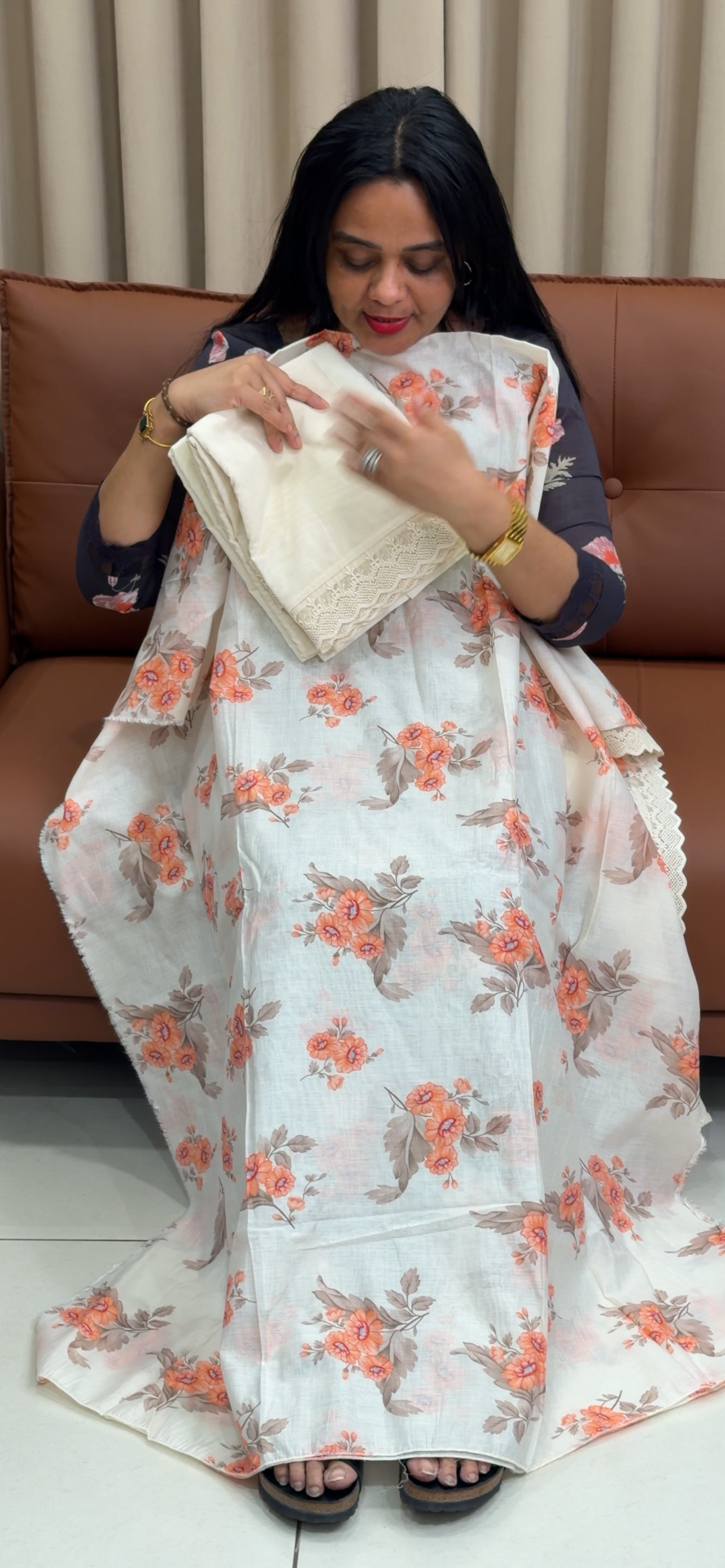 MUL CHANDERI UNSTITCEHD SALWAR SUITS - IHA 35281