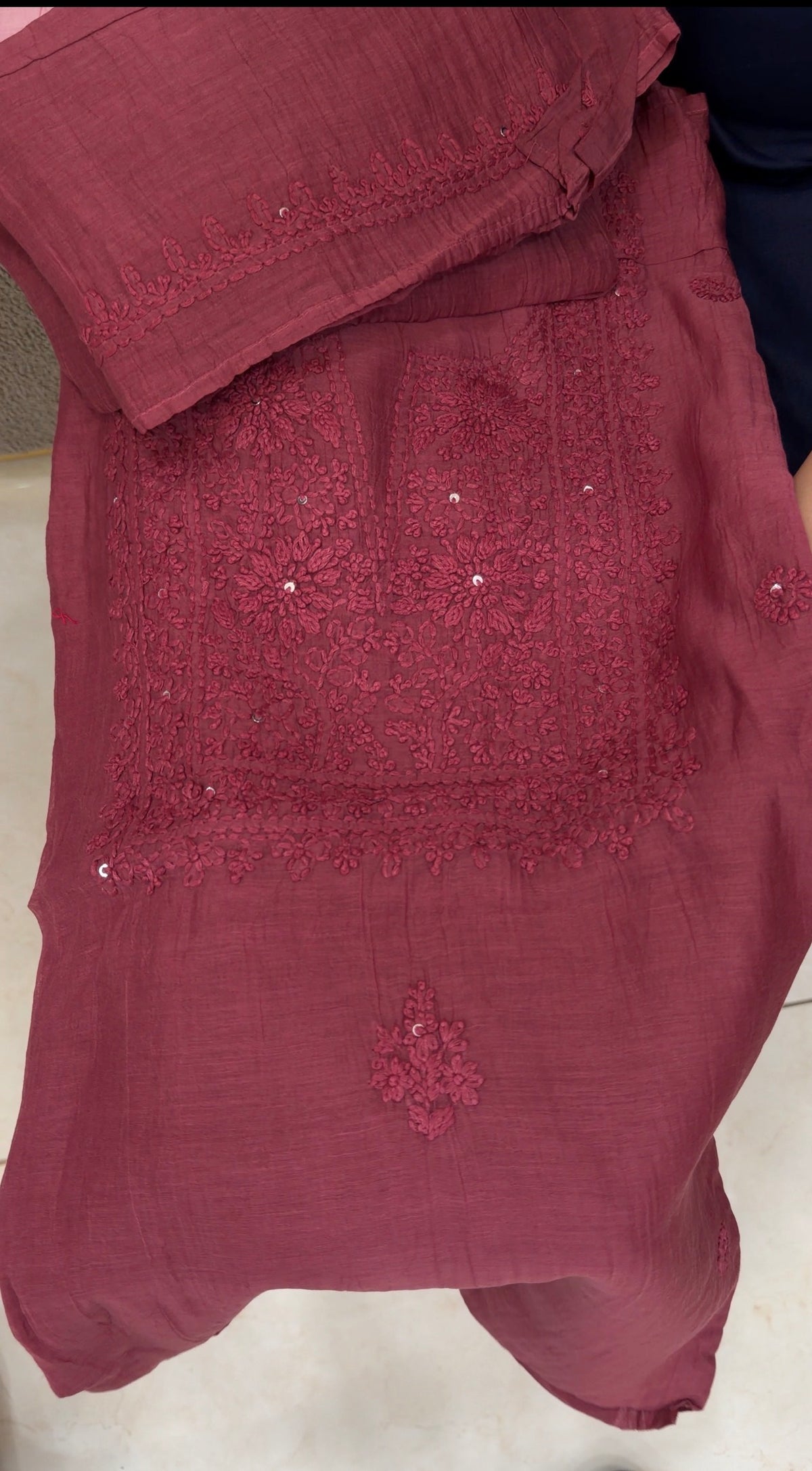CHIKANKARI UNSTITCHED SALWAR SUIST - IHA 35864
