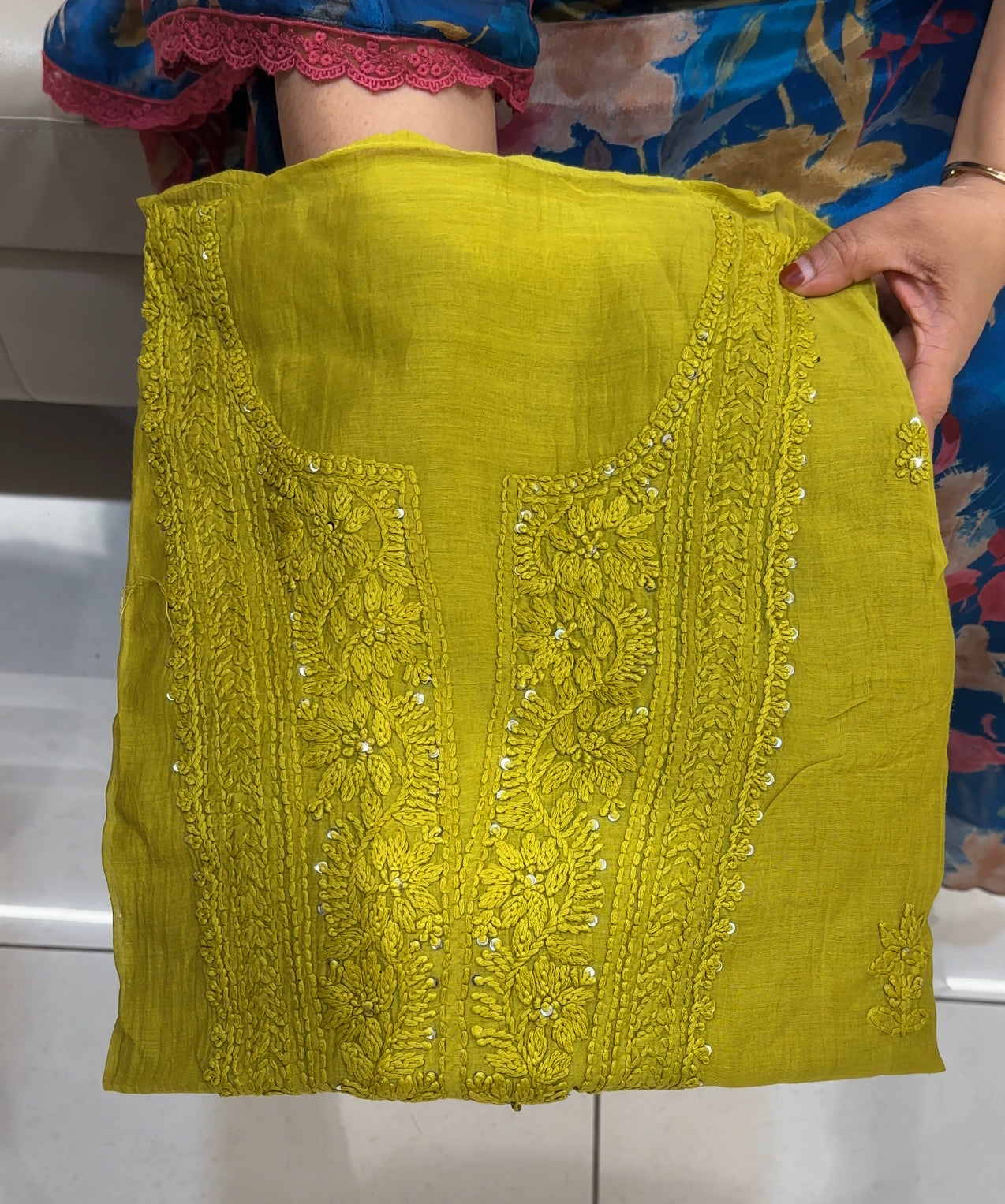 LUCKNOWI CHIKANKARI UNSTITCHED SALWAR SUITS - IHA 24618