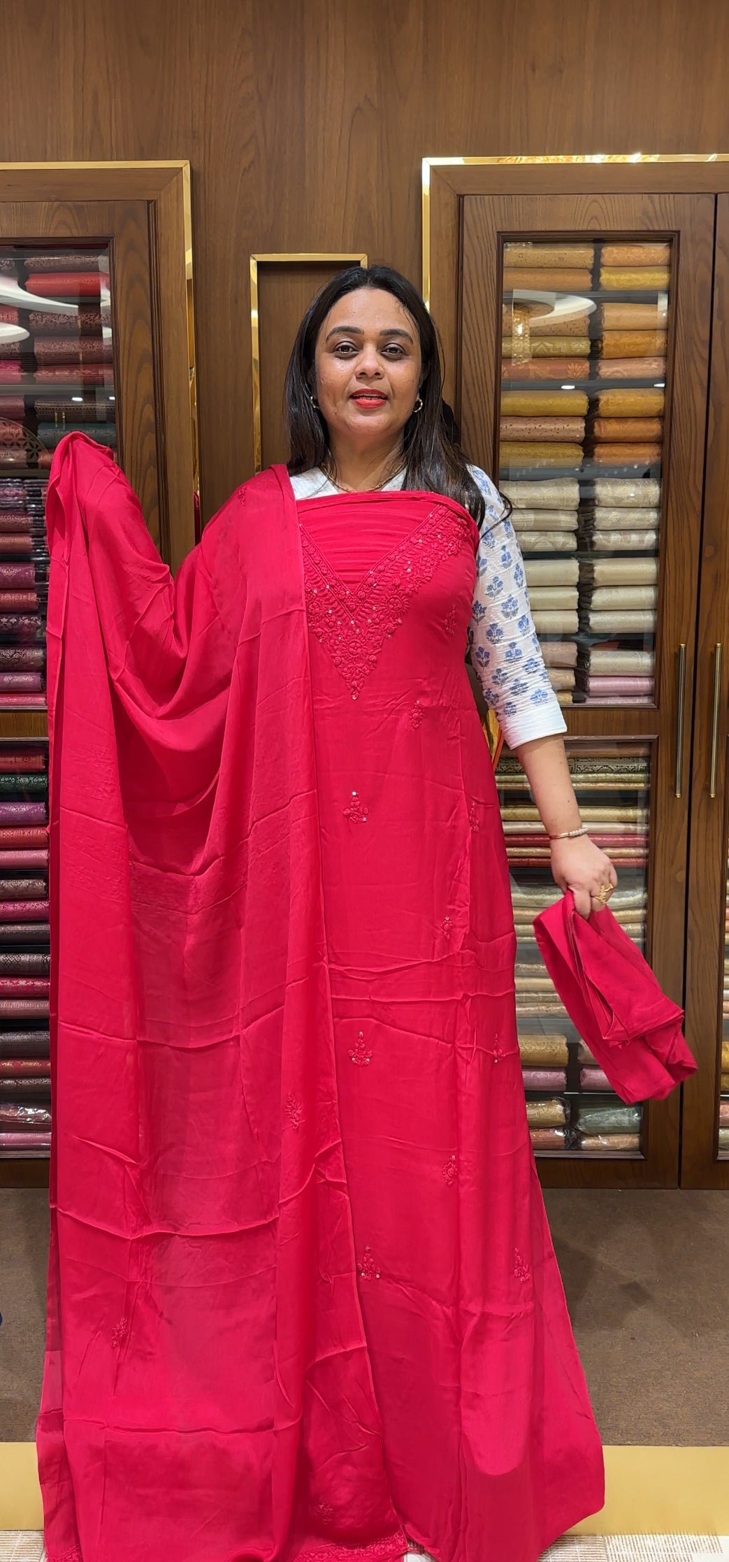 PLATINUM CHIFFON UNSTITCHED SALWAR SUITS - IHA 22378