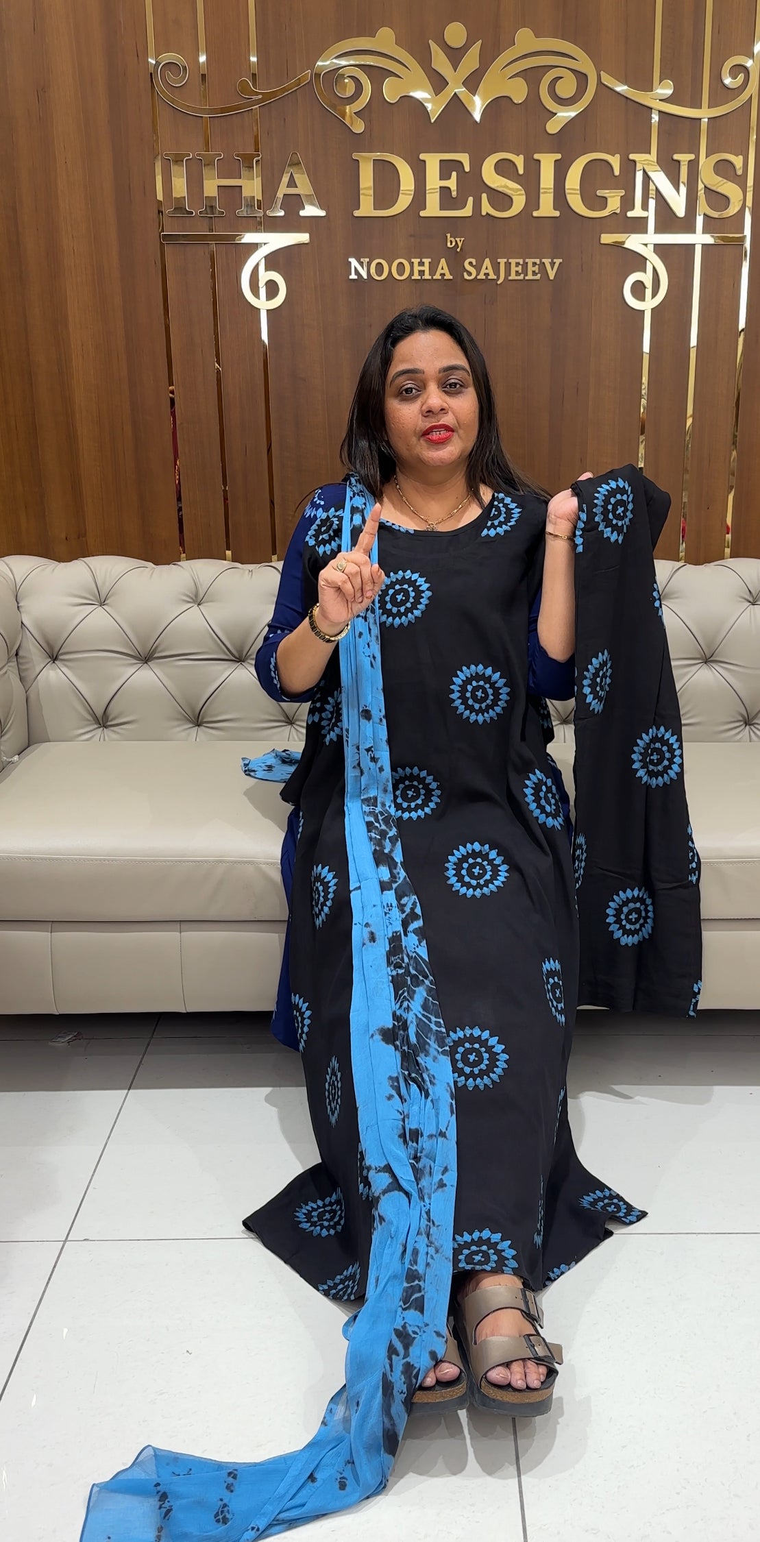 FORWARD BATIK PRINTED RAYON SLITTED TOP,BOTTOM AND DUPATTA - IHA 23235