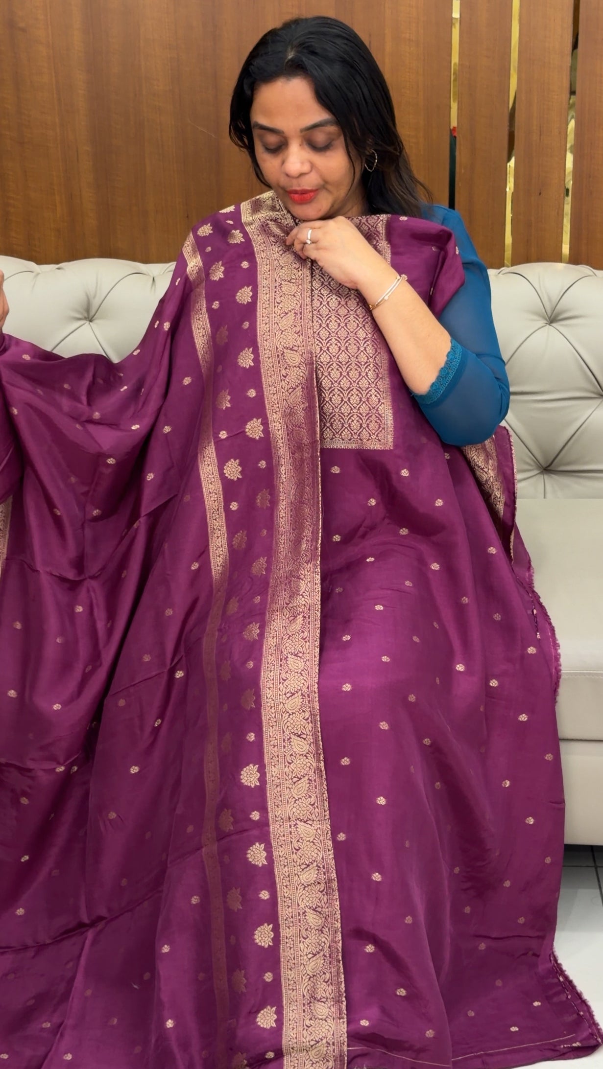 SILK DOLA BANARASI UNSTITCHED SALWAR SUITS - IHA 30706