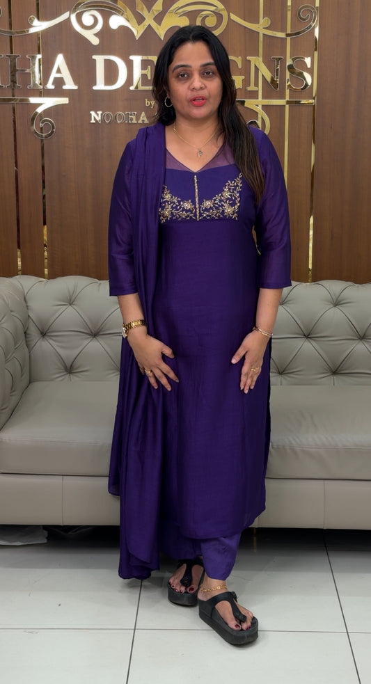 IHA'S IN-HOUSE SEMI RAW SILK TOP,BOTTOM AND DUPATTA - IHA 29000