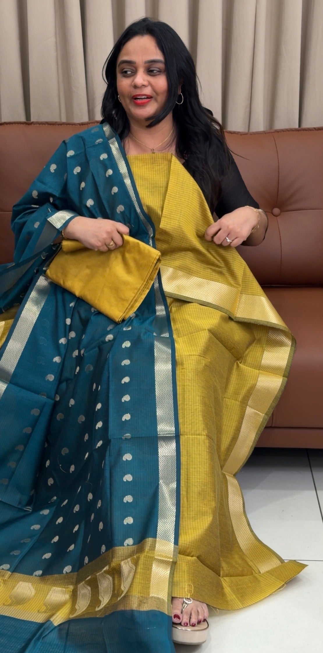 MUL CHANDERI UNSTITCHED SALWAR SUITS - IHA 33338