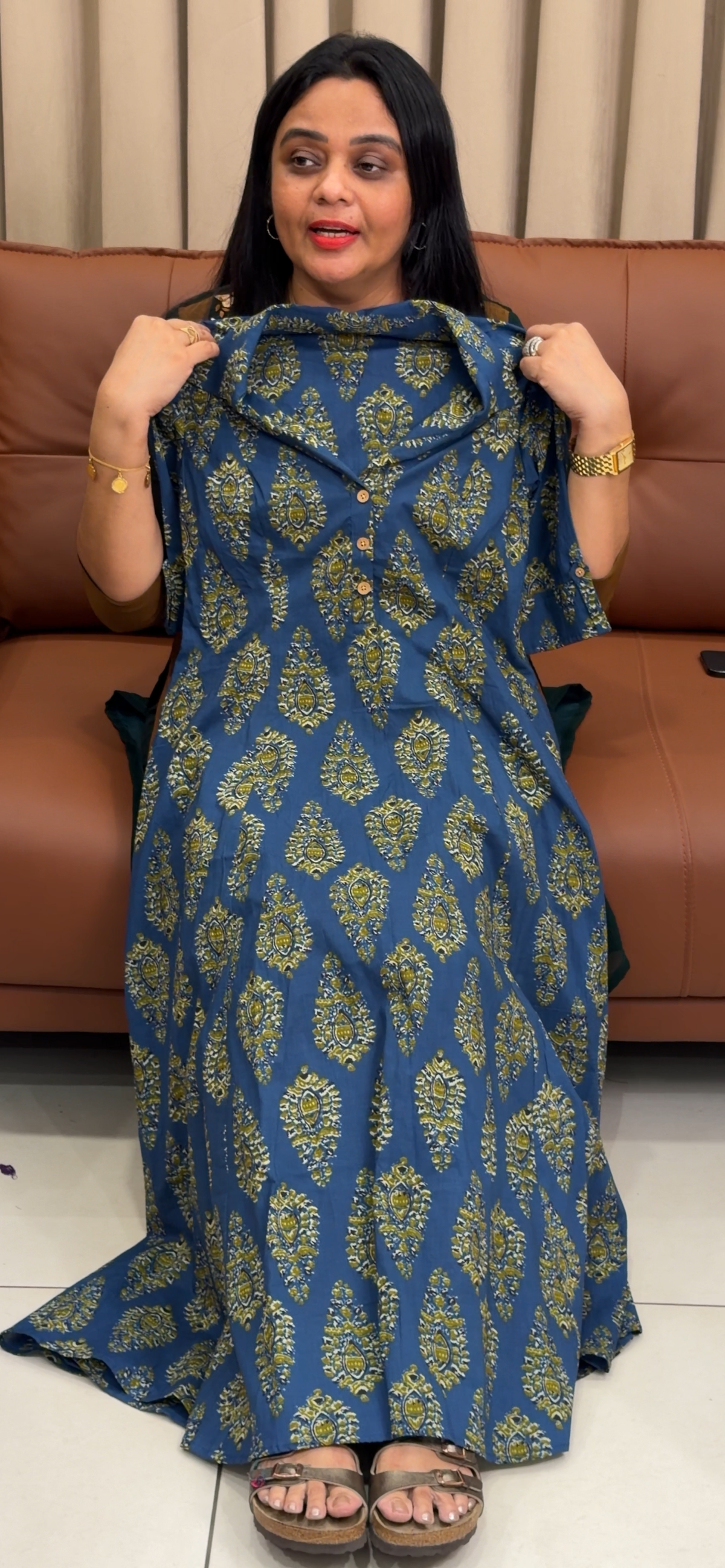 IHA'S IN-HOUSE PRINTED ALINE FROCKS - IHA 35814