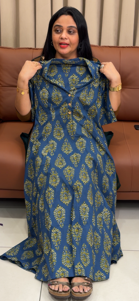 IHA'S IN-HOUSE PRINTED ALINE FROCKS - IHA 35814
