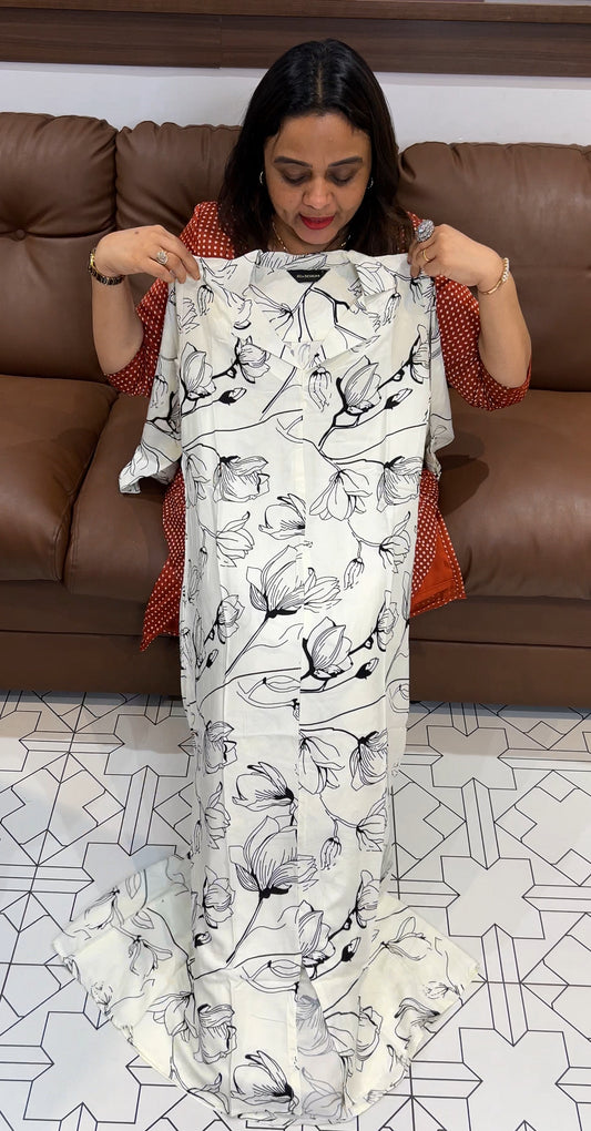 PRINTED LONG ALINE TOPS - IHA 22817