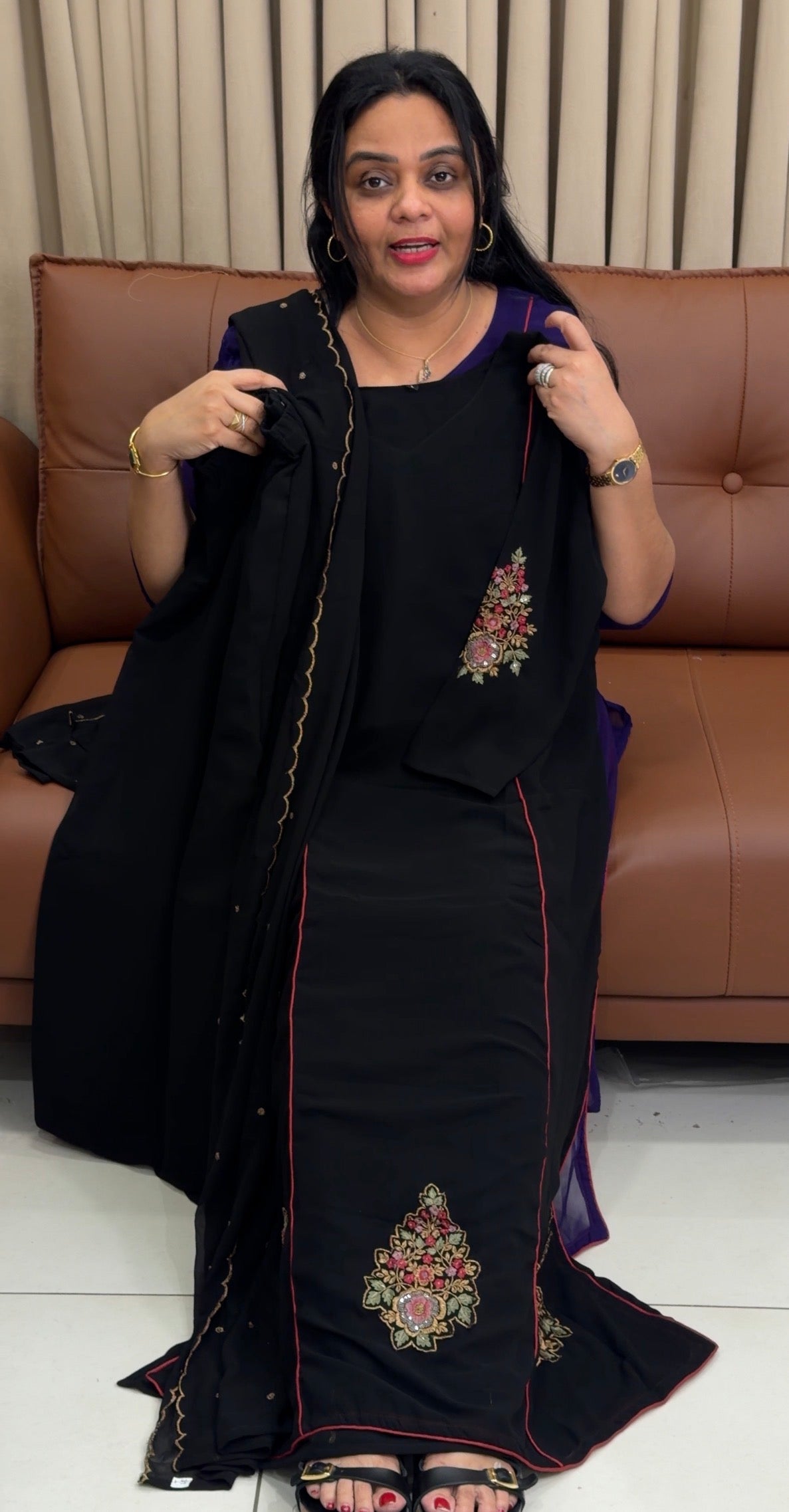 FAUX GEORGETTE TOP,BOTTTOM NAD DUPATTA - IHA 34623