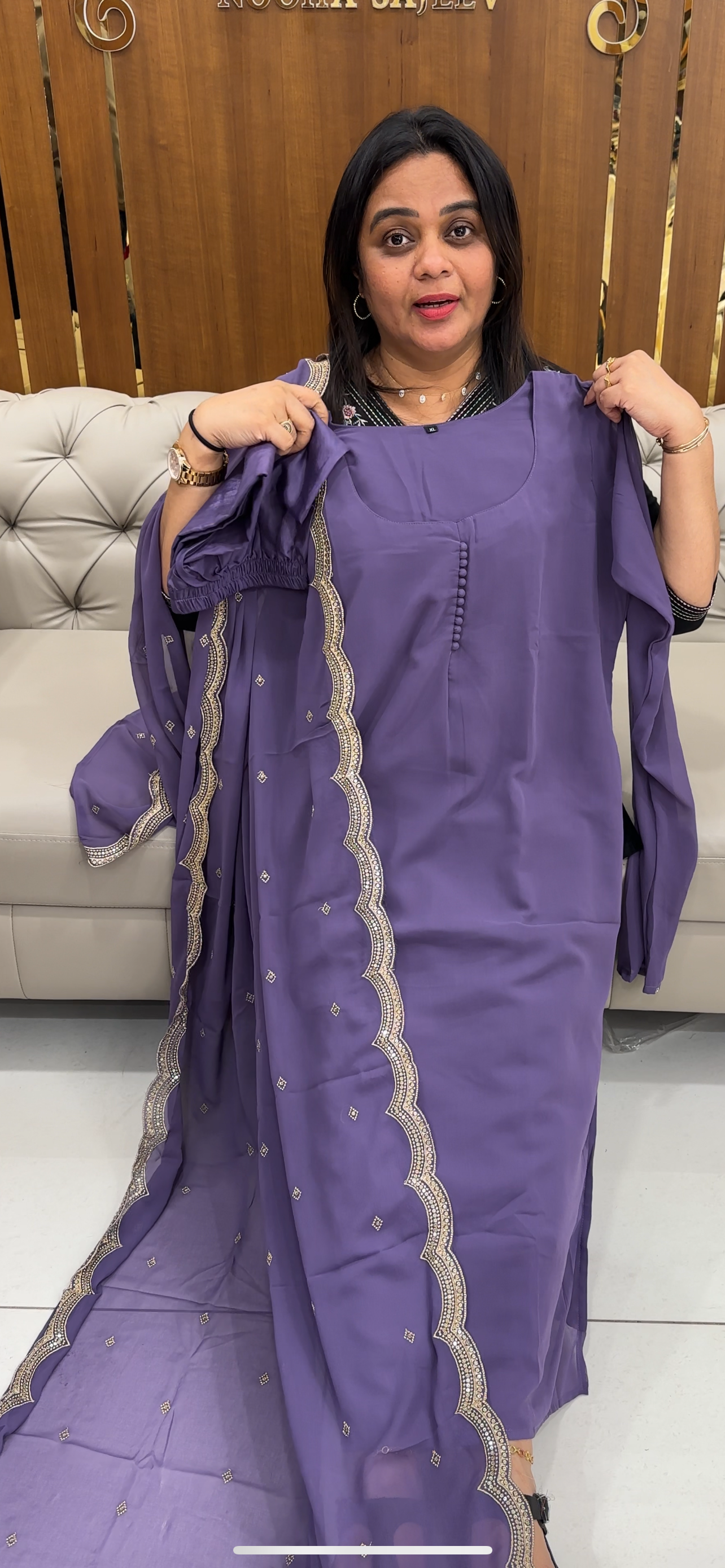 FAUX GEORGETTE TOP, BOTTOM AND DUPATTA - IHA 28583