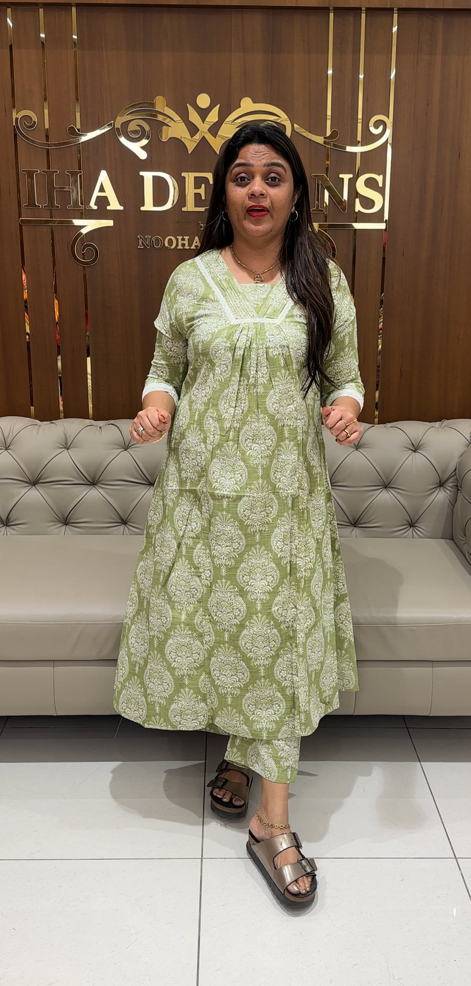 COTTON PRINTED ALINE TOP AND BOTTOM - IHA 24160