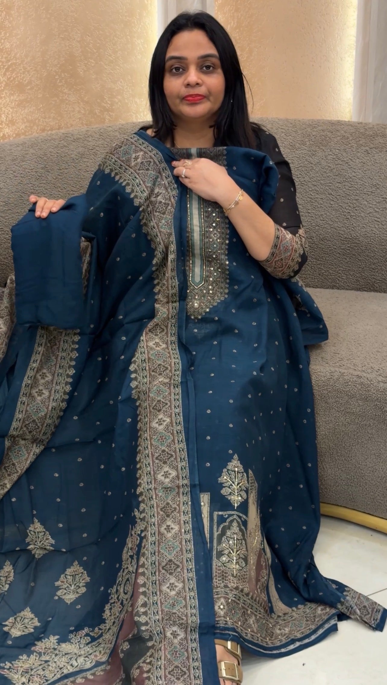 PRINTED MUL CHANDERI UNSTITCHED SALWAR SUITS - IHA 33213