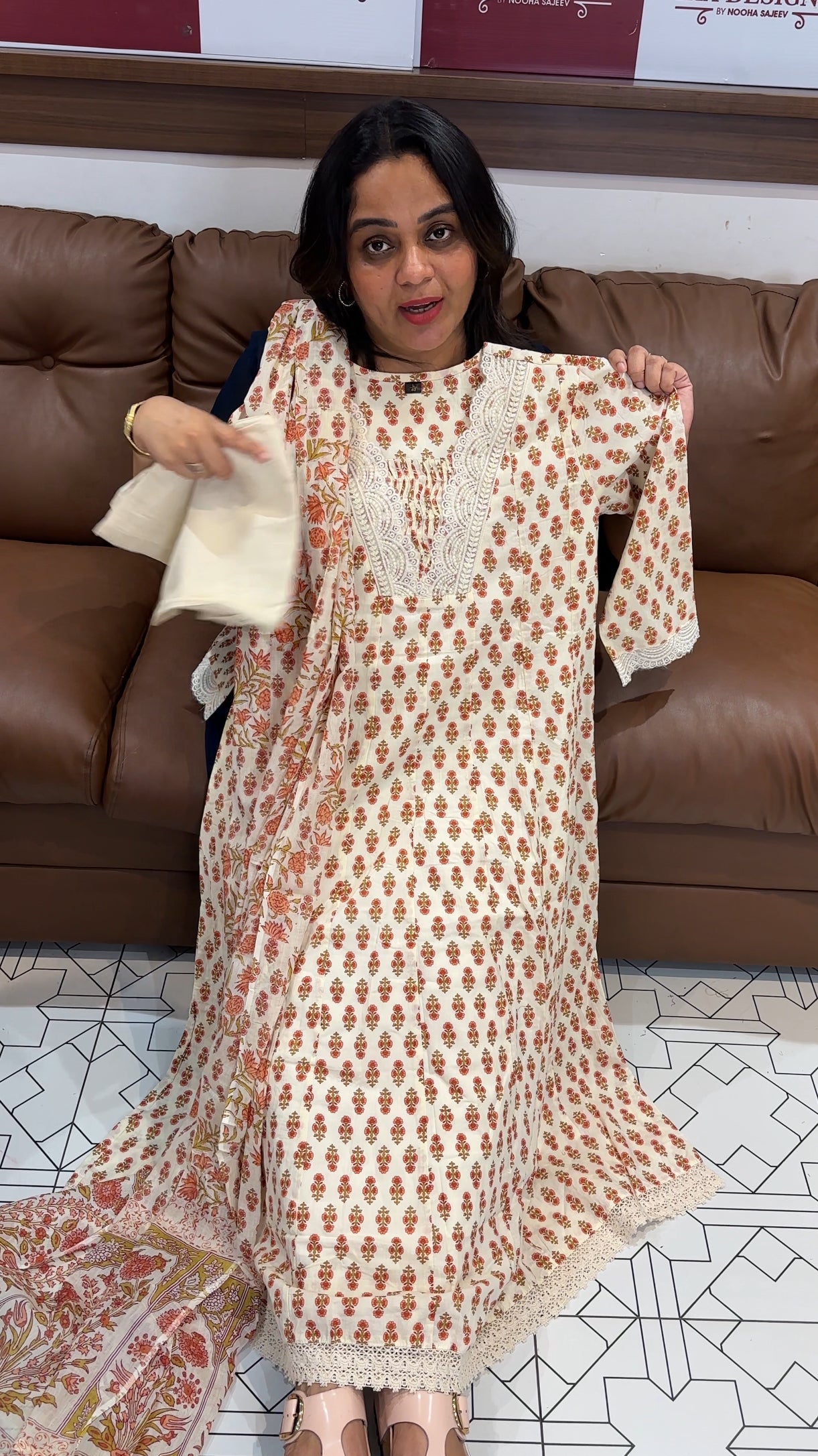 PRINTED COTTON TOP, BOTTOMAND DUPATTA - IHA 28032