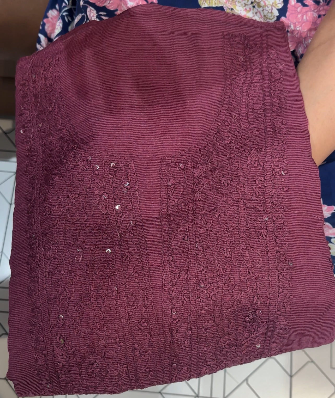 NET KOTA CHIKANKARI UNSTITCHED SALWAR SUITS - IHA 26550