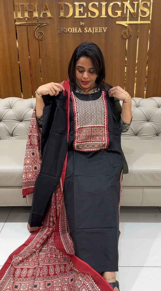 COTTON TOP, BOTTOM AND DUPATTA - IHA 25015