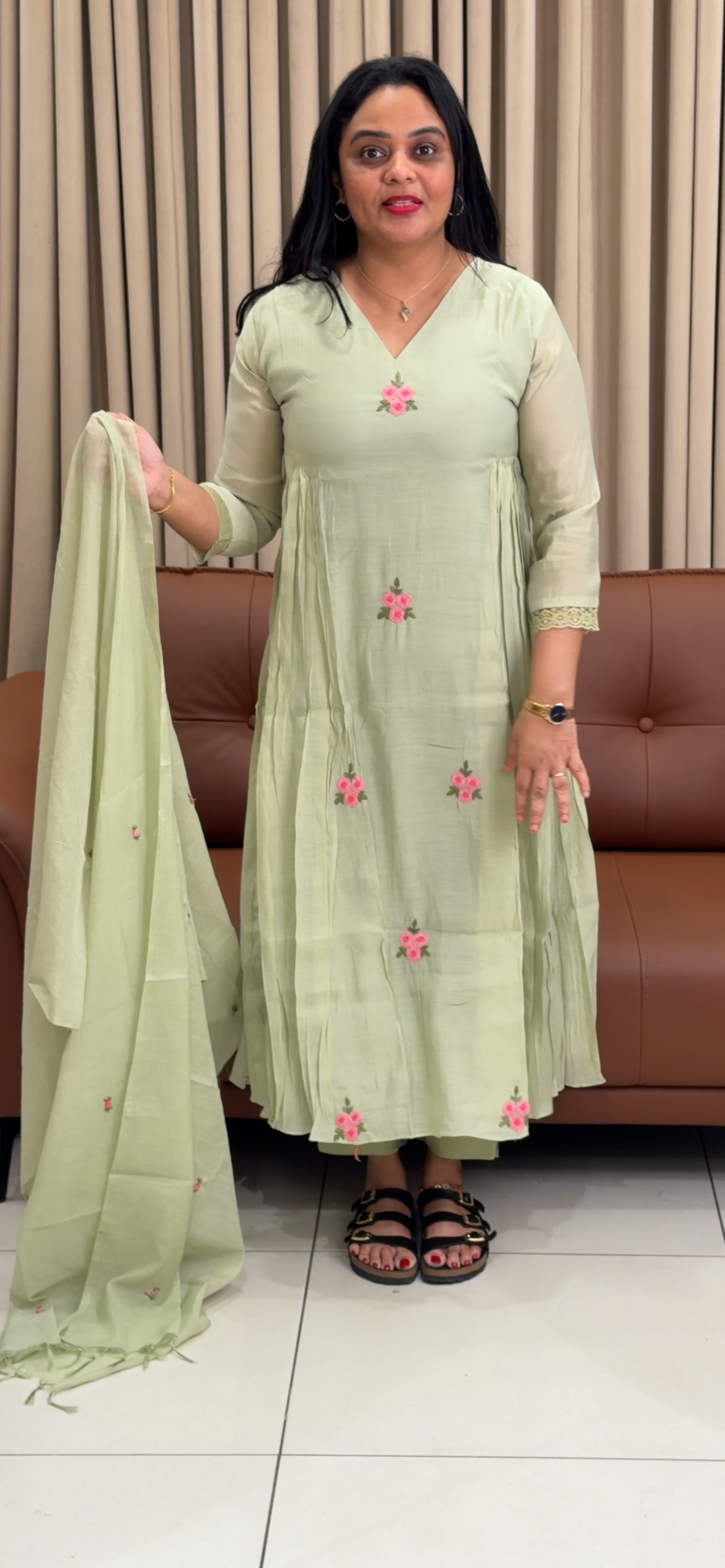 MALAI CHANDERI TOP, BOTTOM AND DUPATTA - IHA 34448