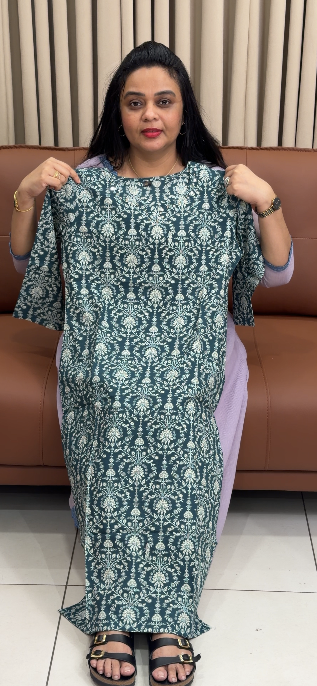 COTTON LONG SLITTED TOPS - IHA 34900