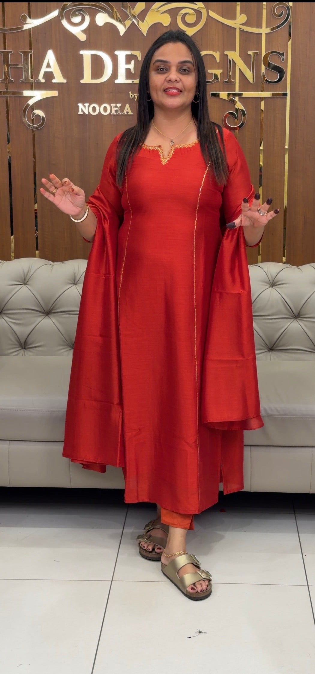 IHA'S IN-HOUSE SEMI RAW SILK TOP,BOTTOM AND DUPATTA - IHA 31417