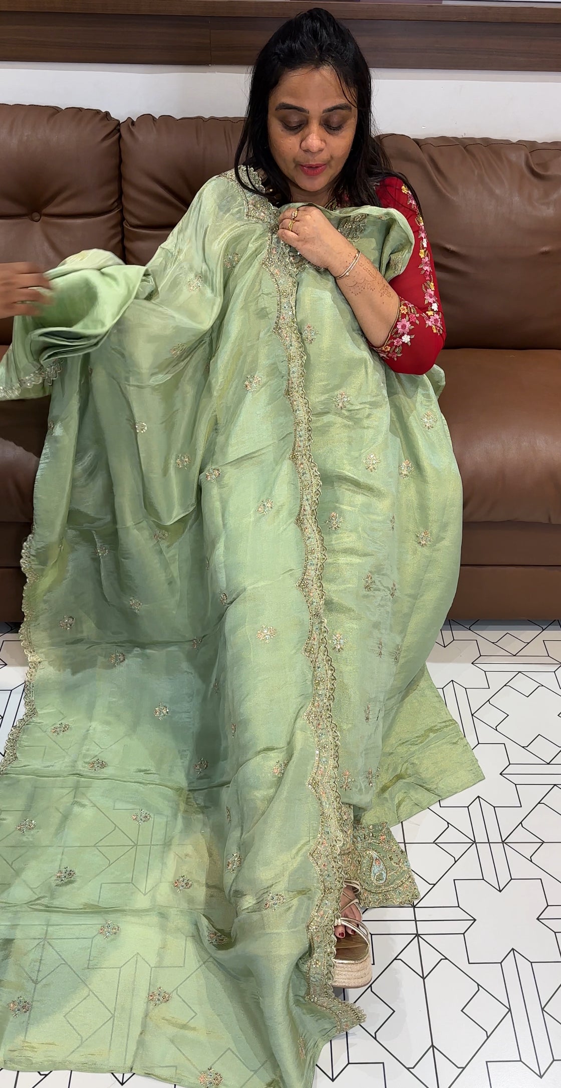 SHIMMER TISSUE UNSTITCHED SALWAR SUITS - IHA 27759