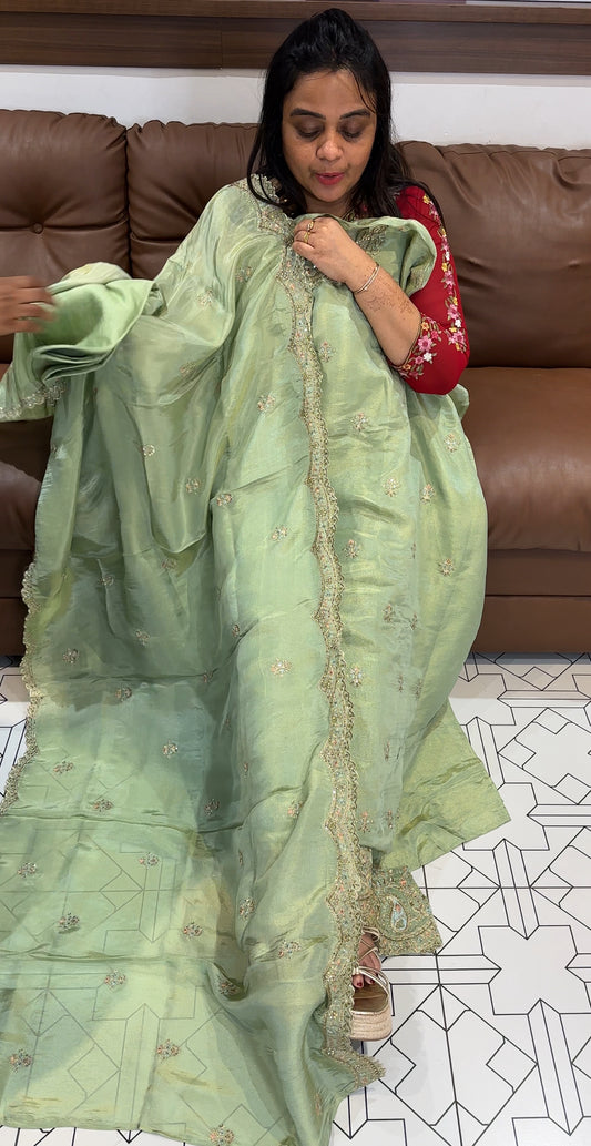 SHIMMER TISSUE UNSTITCHED SALWAR SUITS - IHA 27759