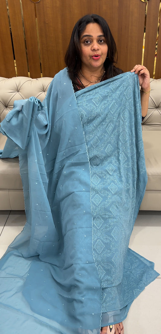 FAUX GEORGETTE UNSTITCHED SALWAR SUITS - IHA 26887