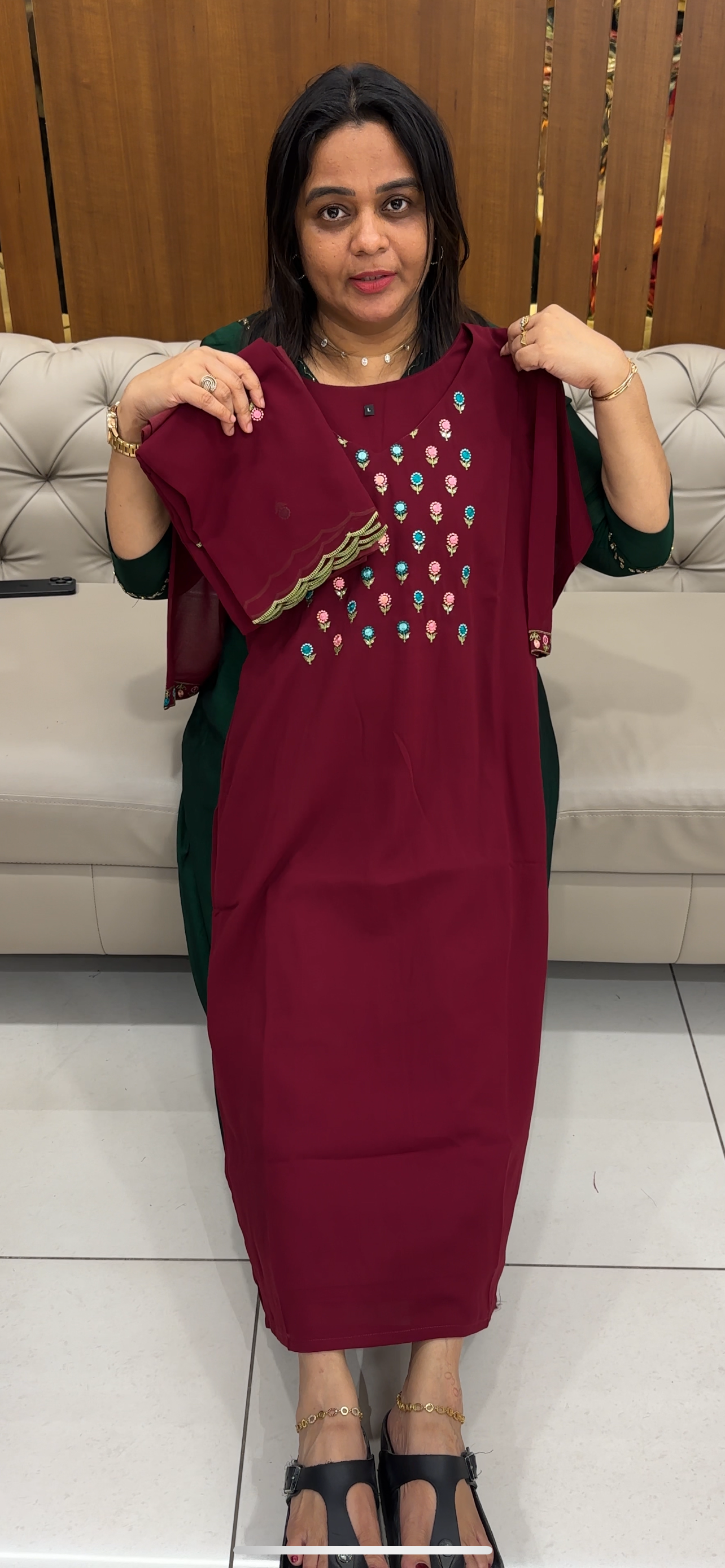 FAUX GEORGETTE TOP, BOTTOM AND DUPATTA - IHA 28550