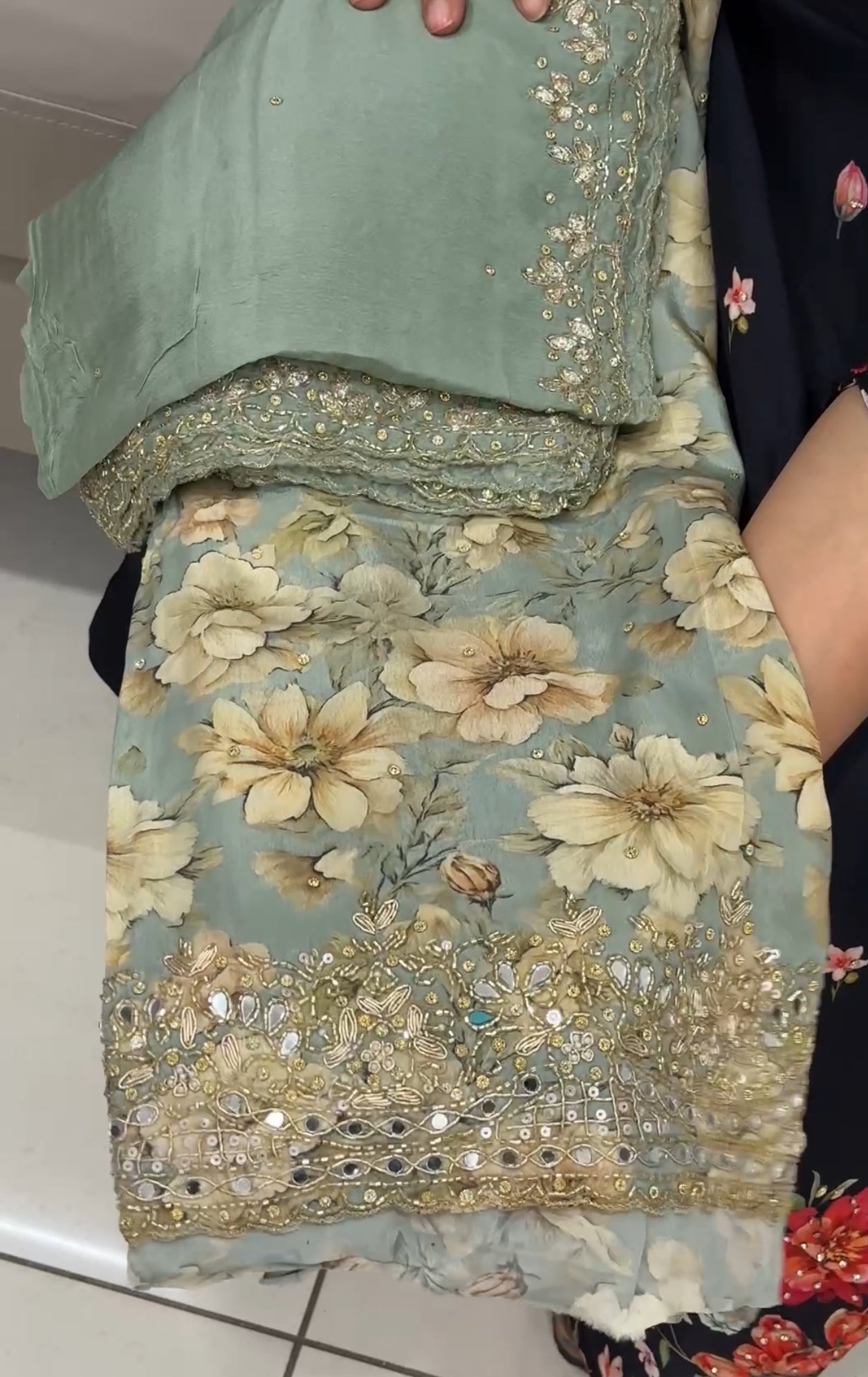 PRINTED CRAPE SILK UNSTITCHED SALWAR SUITS - IHA 28674