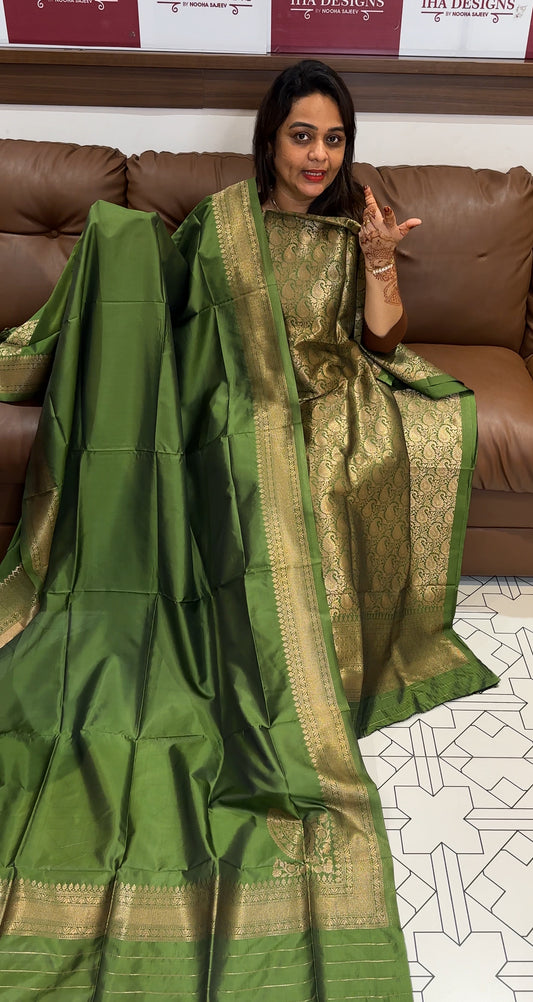 KATAN BANARASI UNSTITCHED SALWAR SUITS - IHA 23919
