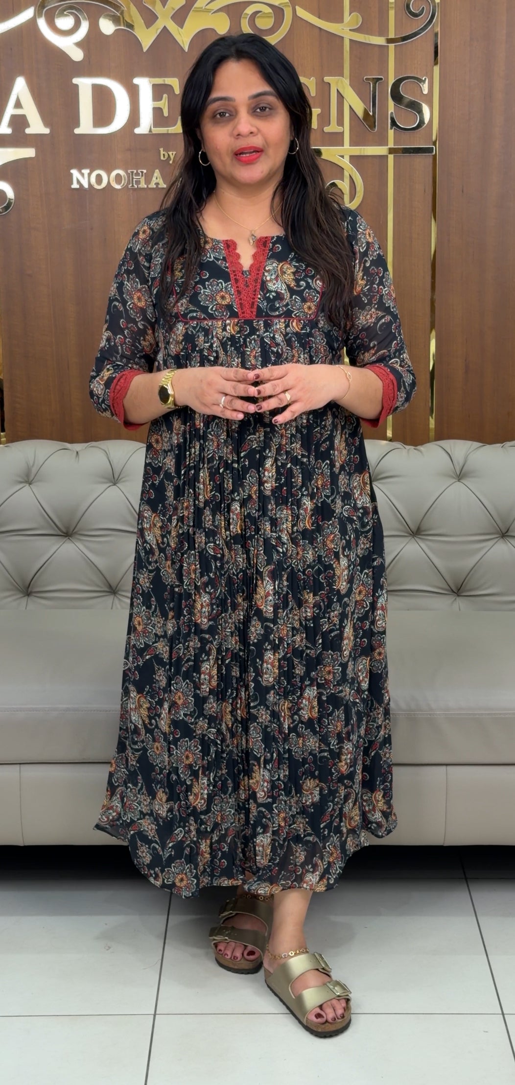 IHA'S IN-HOUSE PRINTED GEORGETTE ALINE TOPS - IHA 29729