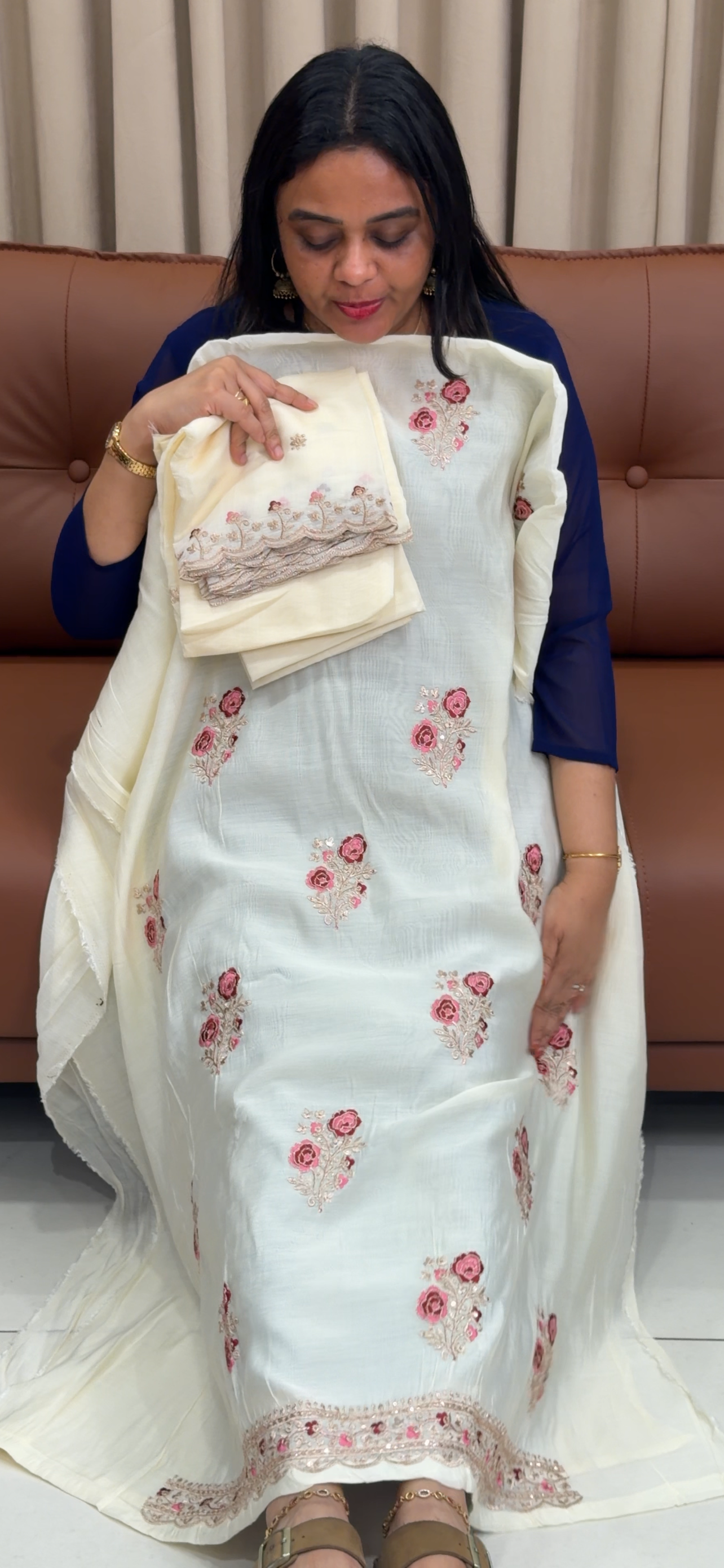 MUL CHANDERI UNSTITCHED SALWAR SUITS - IHA 33652