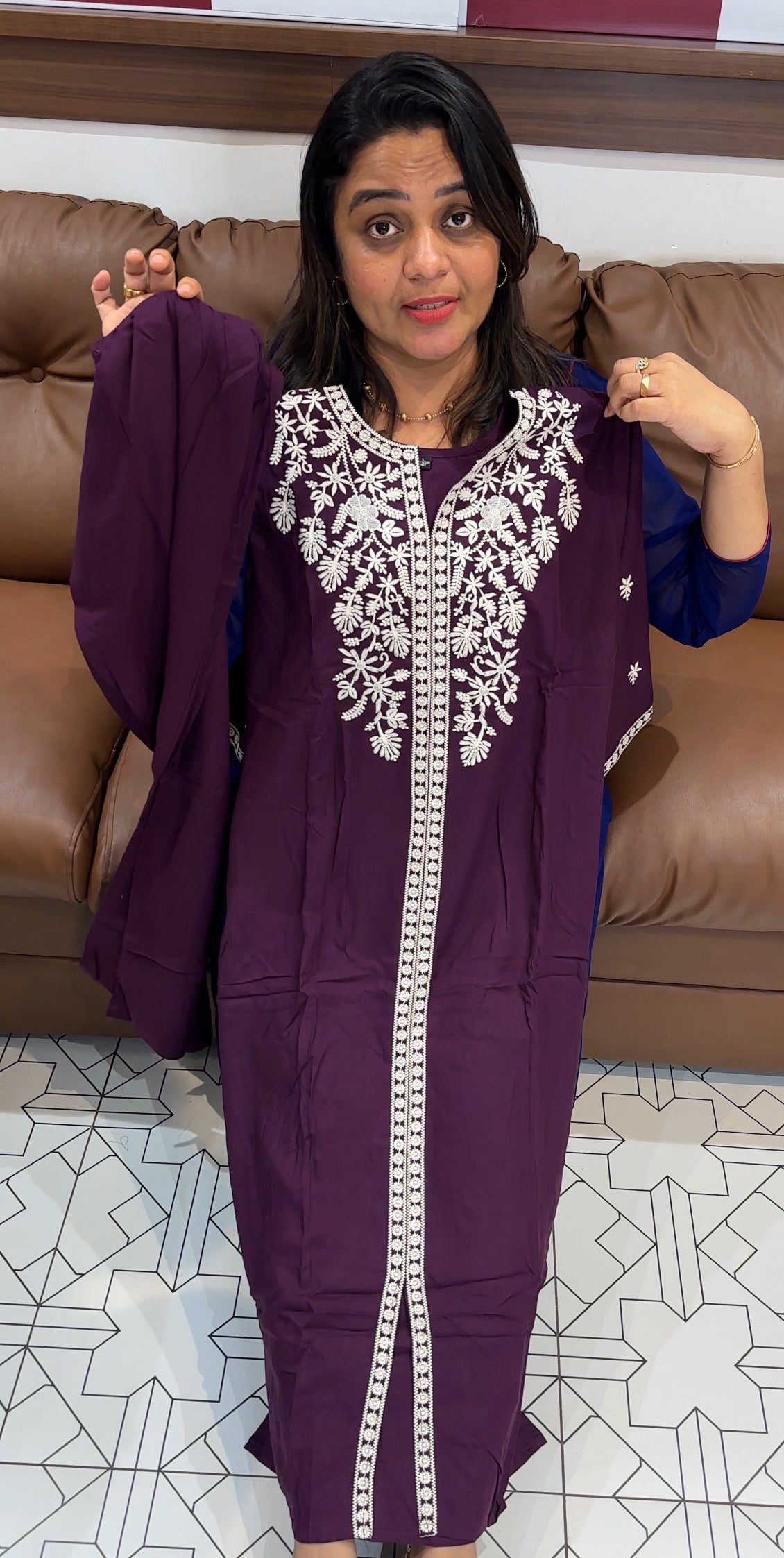 LUCKNOWI CHIKANKARI TOP AND BOTTOM - IHA 27876