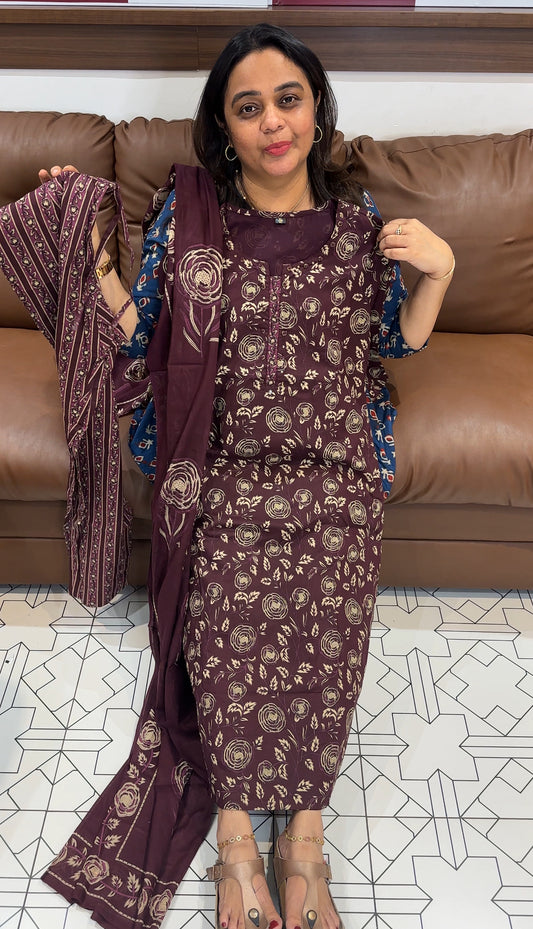 PRINTED COTTON LONG TOP AND BOTTOM - IHA 27269