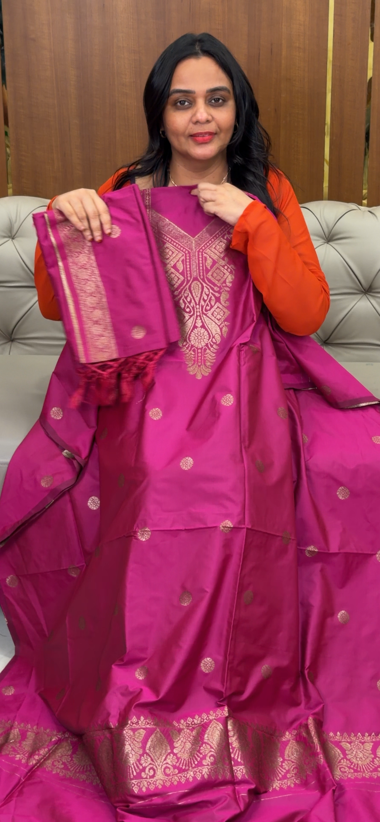 SEMI BANARASI UNSTITCHED SALWAR SUITS - IHA 32570