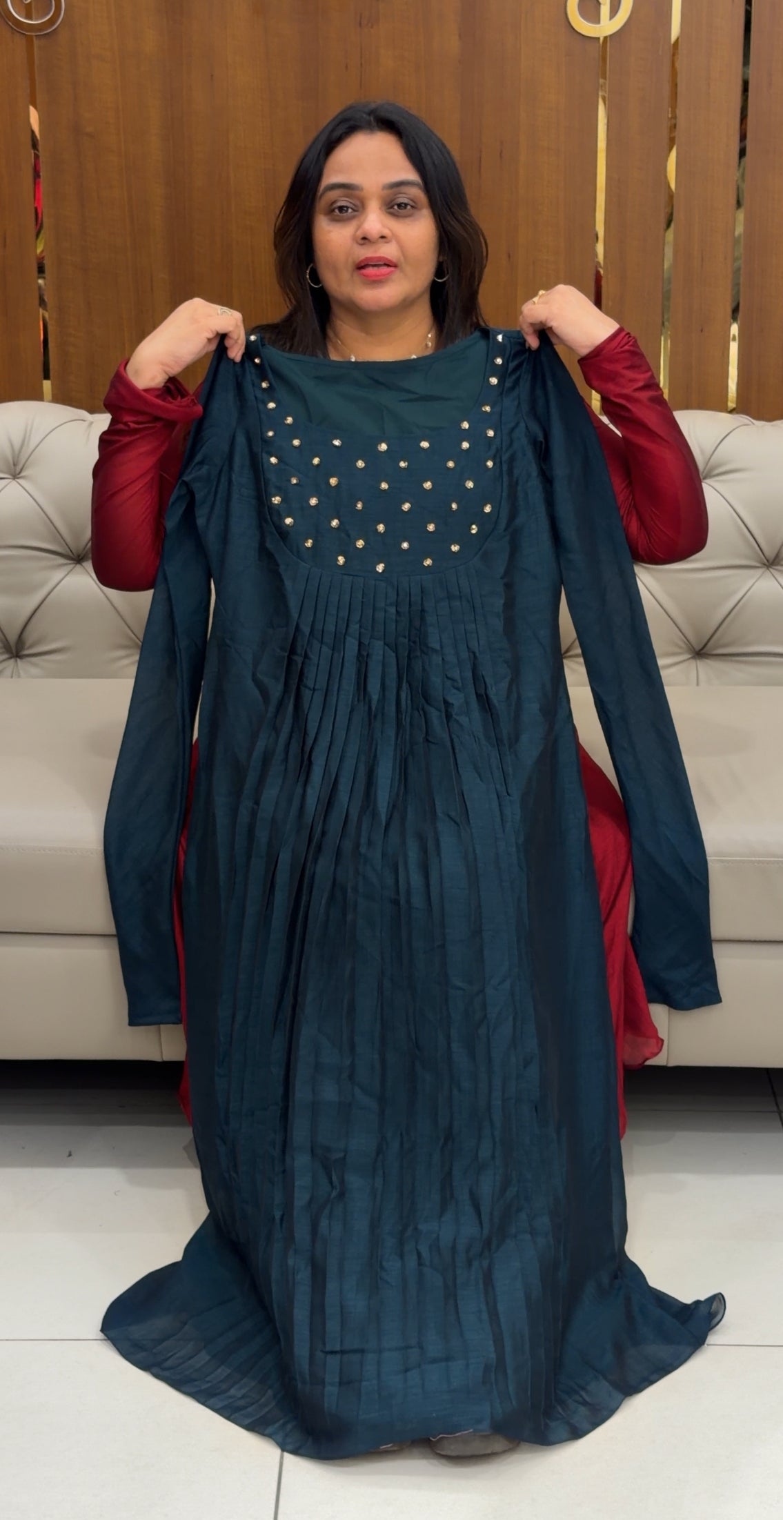 IHA'S IN-HOUSE HAND WORKED NORMAL SLITTED  TOPS - IHA 28702