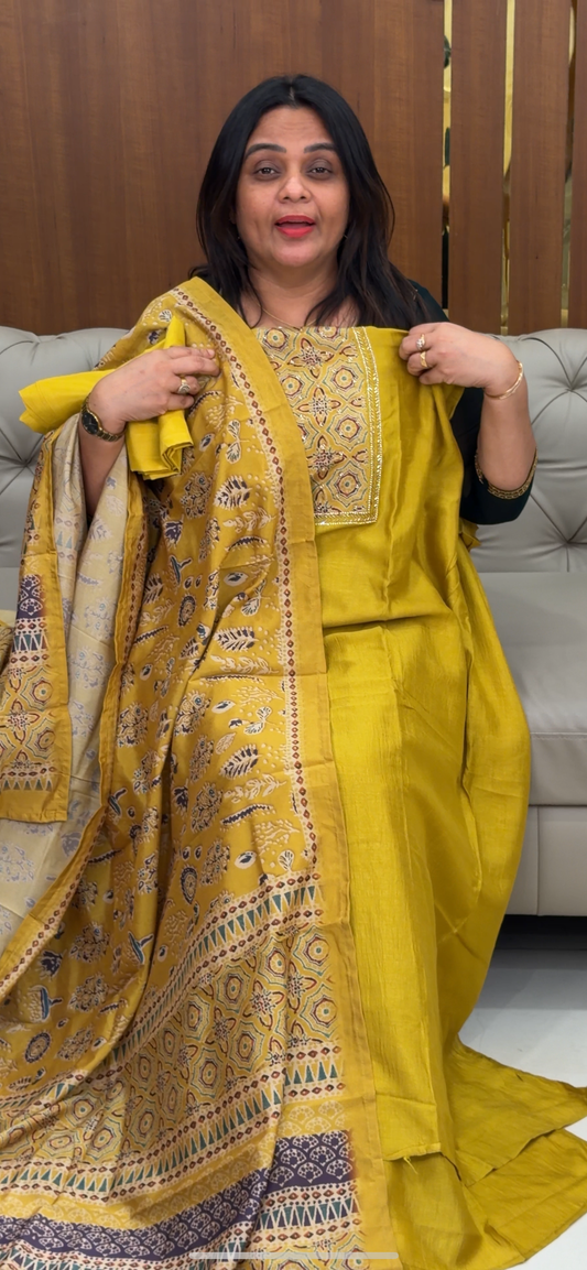 SEMI RAW SILK UNSTITCHED SALWAR SUITS - IHA 29117