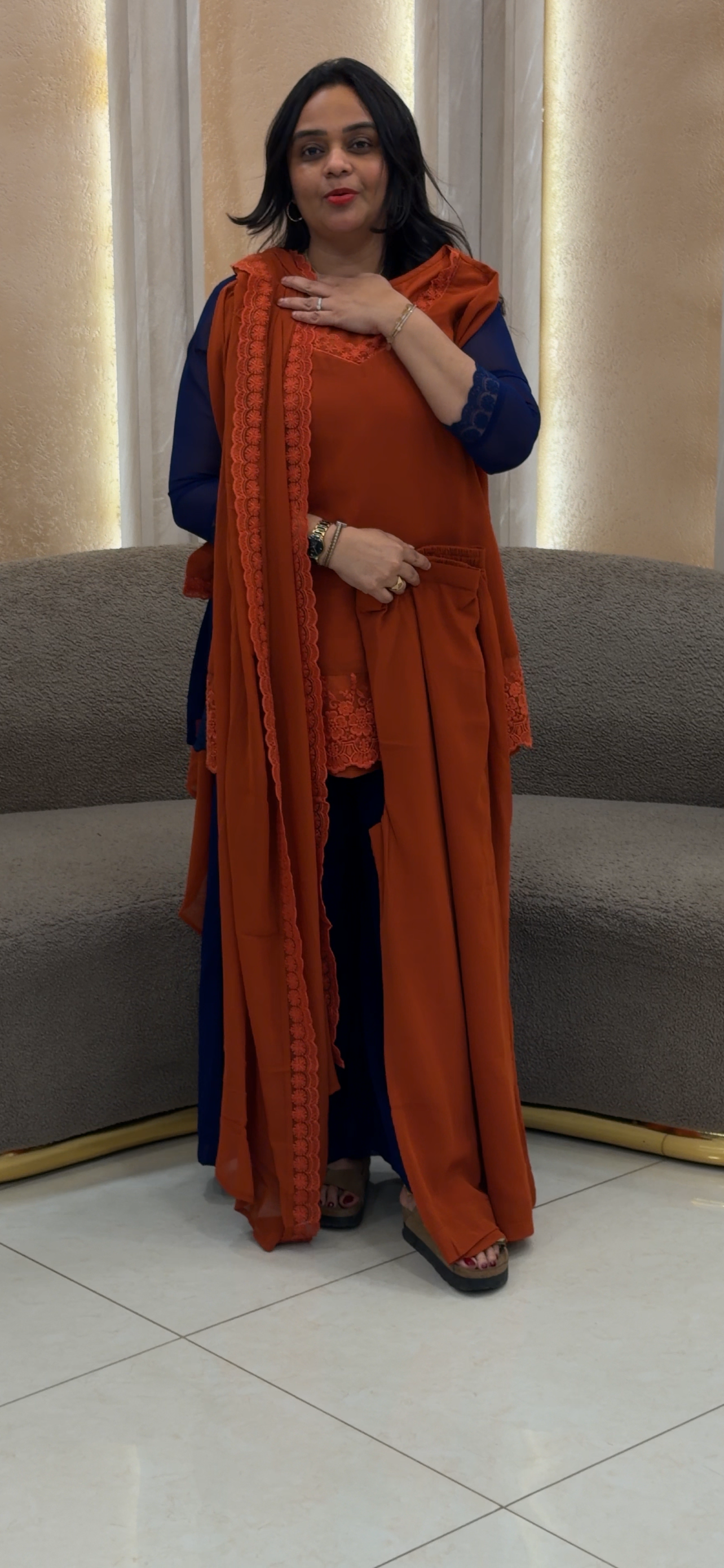 IHA'S IN-HOUSE  SHORT CO-ORDS SETS WITH DUPATTA  - IHA 33702