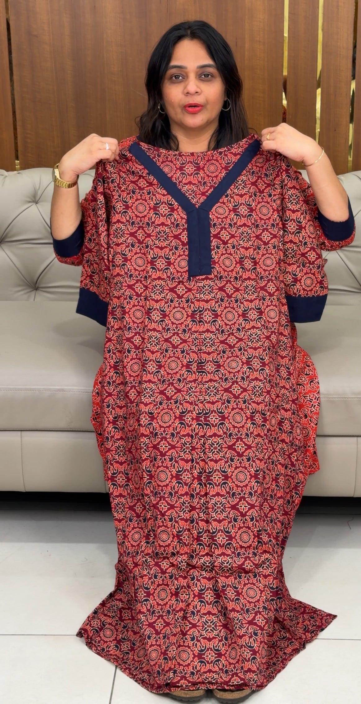 IHA'S IN-HOUSE AJRAK PRINTED ALINE TOPS - IHA 29733