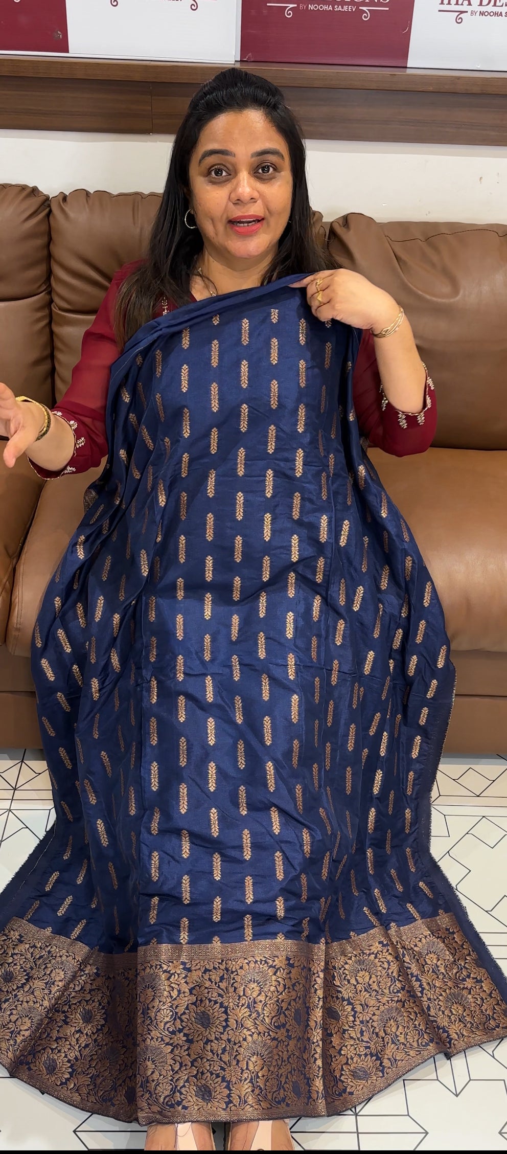 SEMI BANARASI UNSTITCHED SALWAR SUITS  - IHA 28043