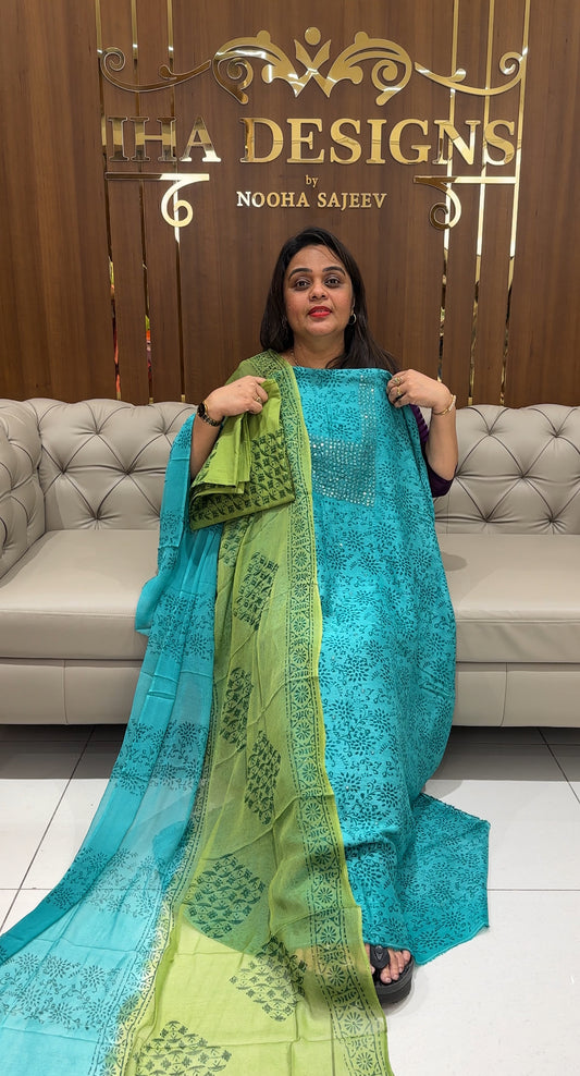 RAW SILK UNSTITCHED SALWAR SUITS - IHA 23441