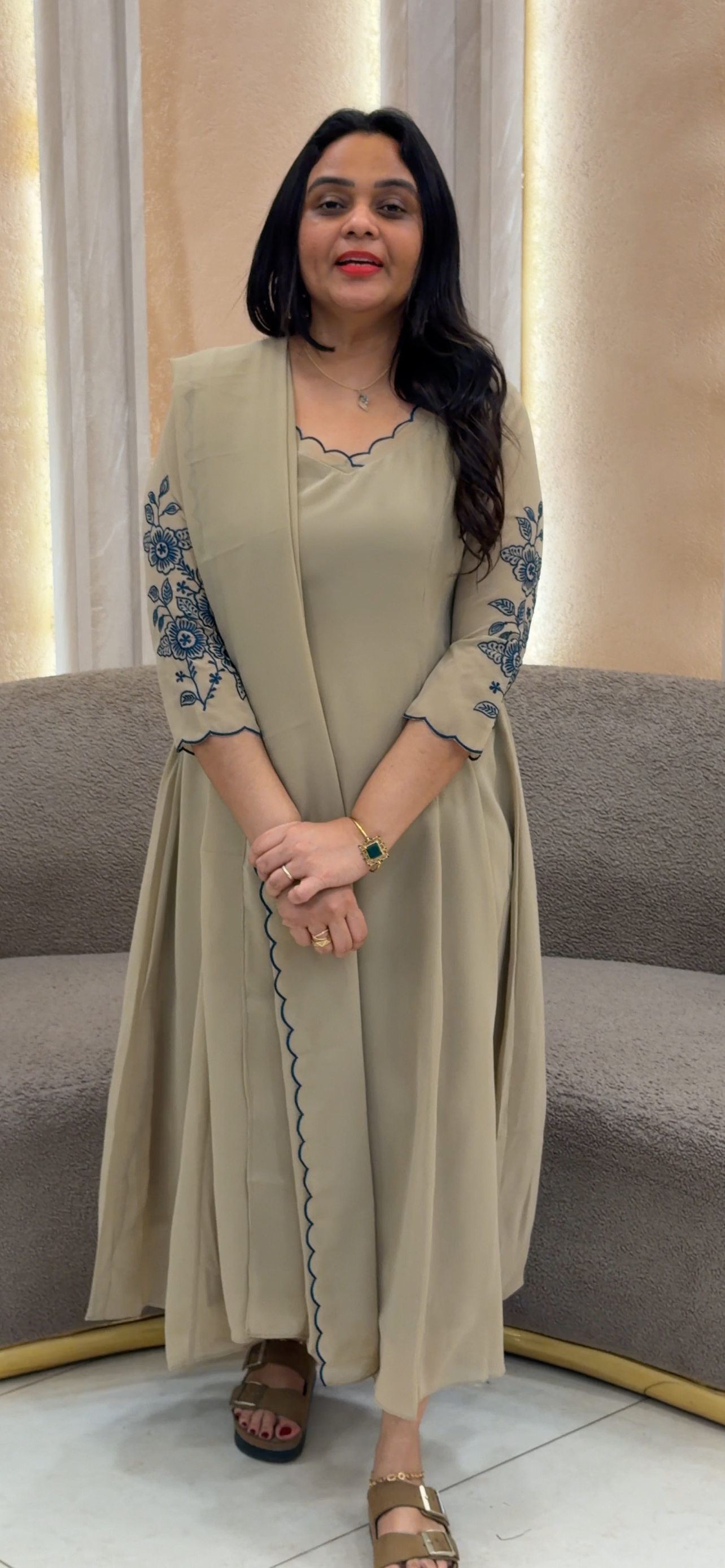 IHA'S IN-HOUSE GEORGETTE ALINE TOP AND DUPATTA - IHA 35186