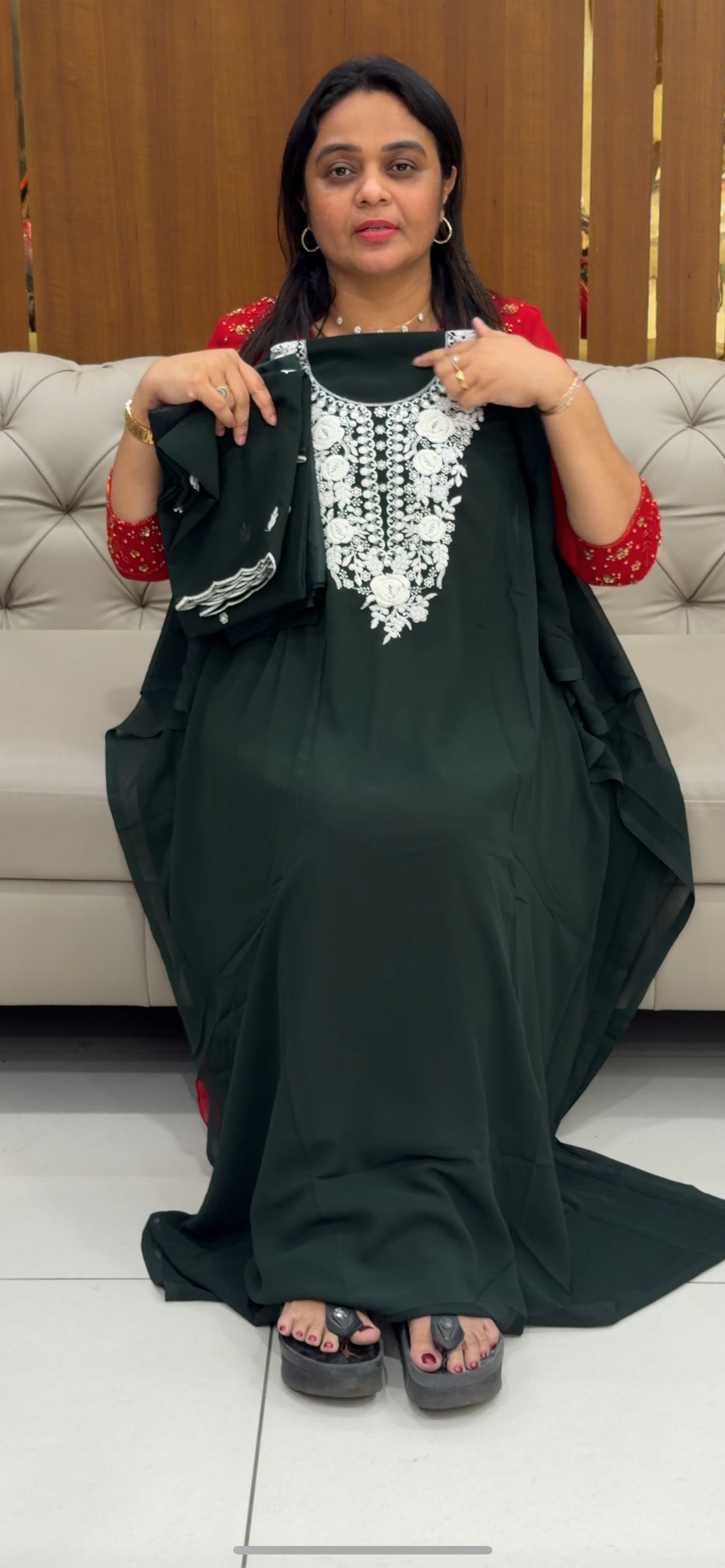 FAUX GEORGETTE LUCKNOWI UNSTITCHED SALWAR SUITS - IHA 28764