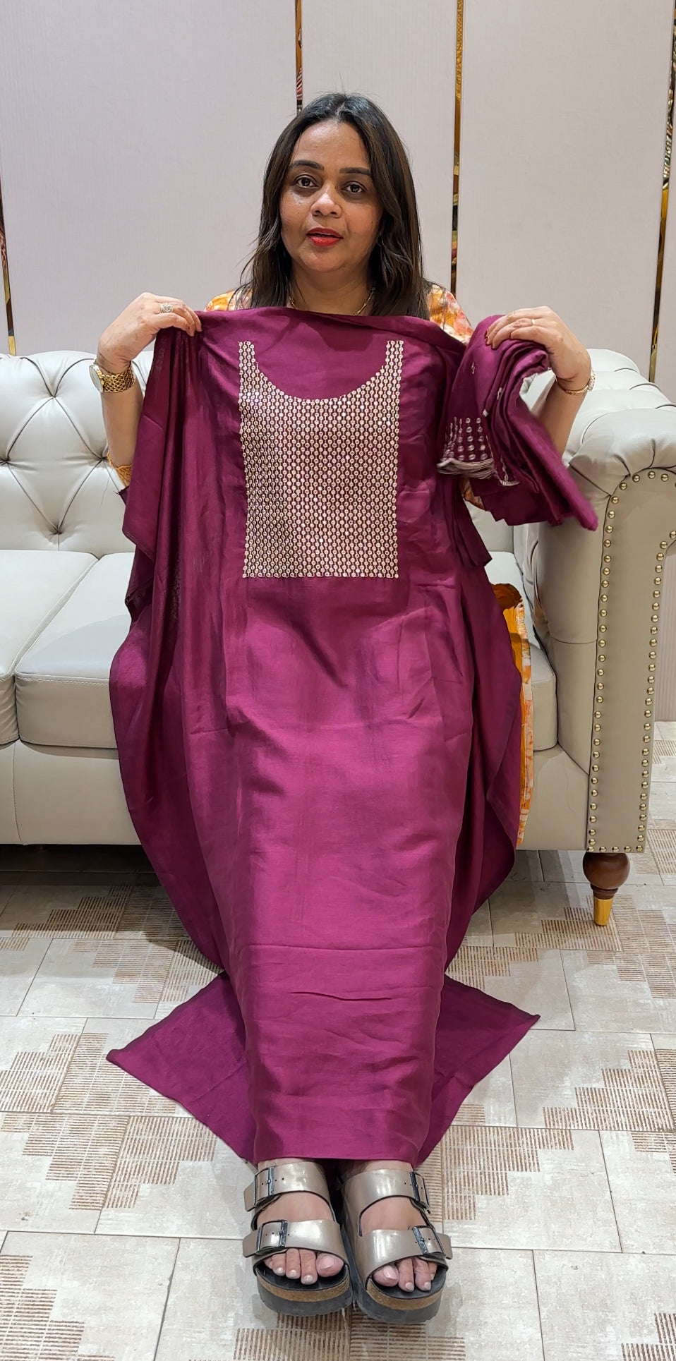 SEMI RAW SILK UNSTITCHED SALWAR SUITS - IHA 22190