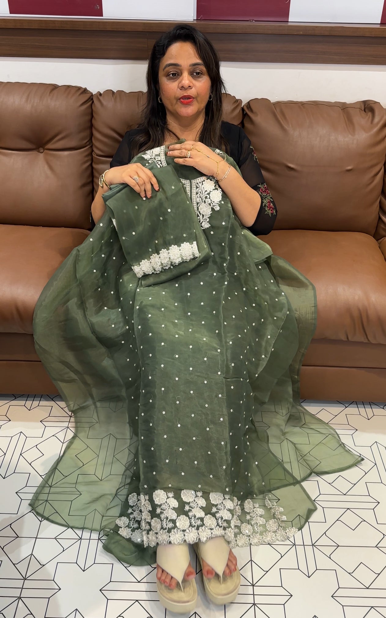 ORGANZA UNSTITCHED SALWAR SUITS - IHA 24814