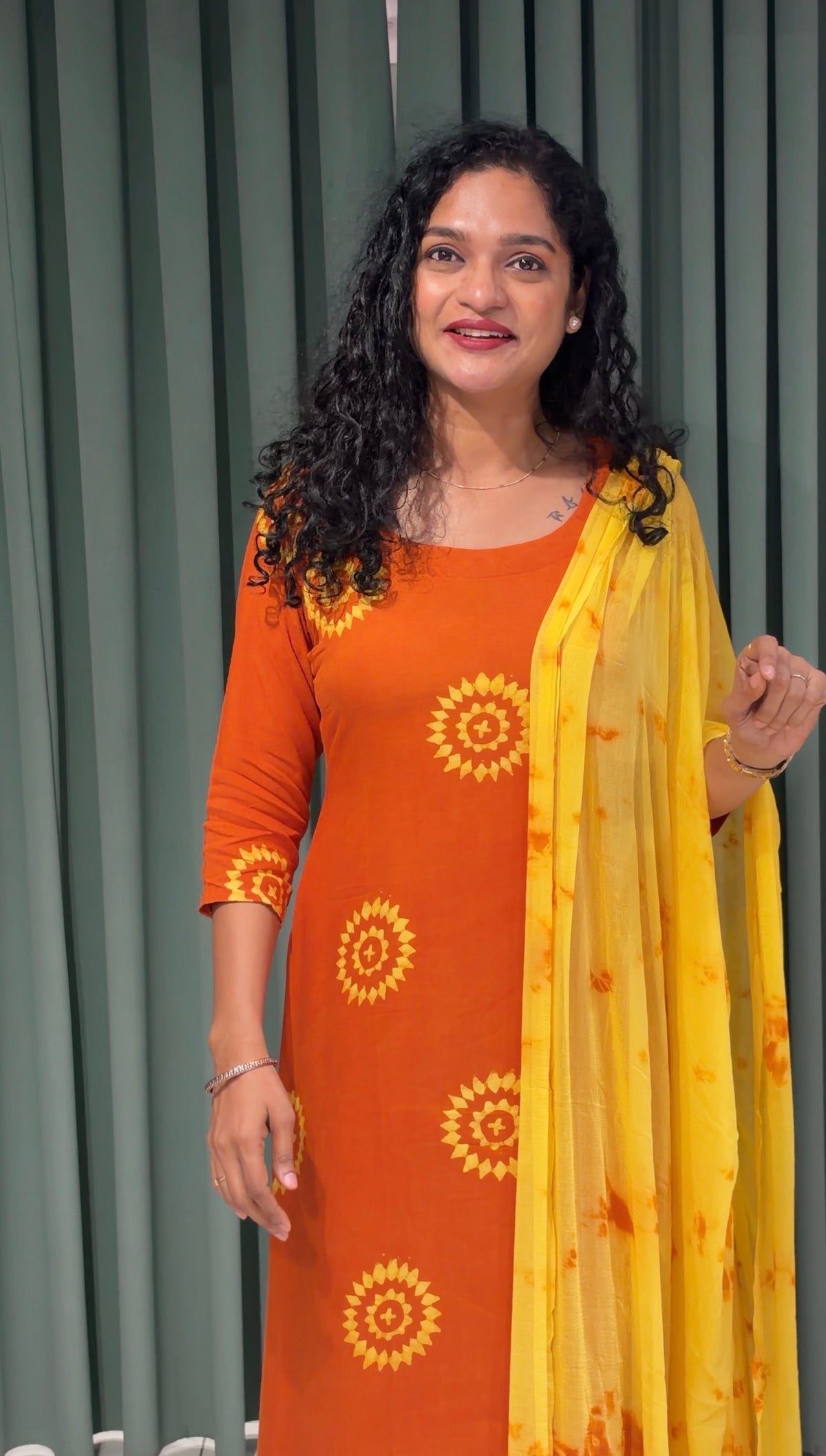 PRINTED RAYON TOP,BOTTOM AND DUPATTA - IHA 36004