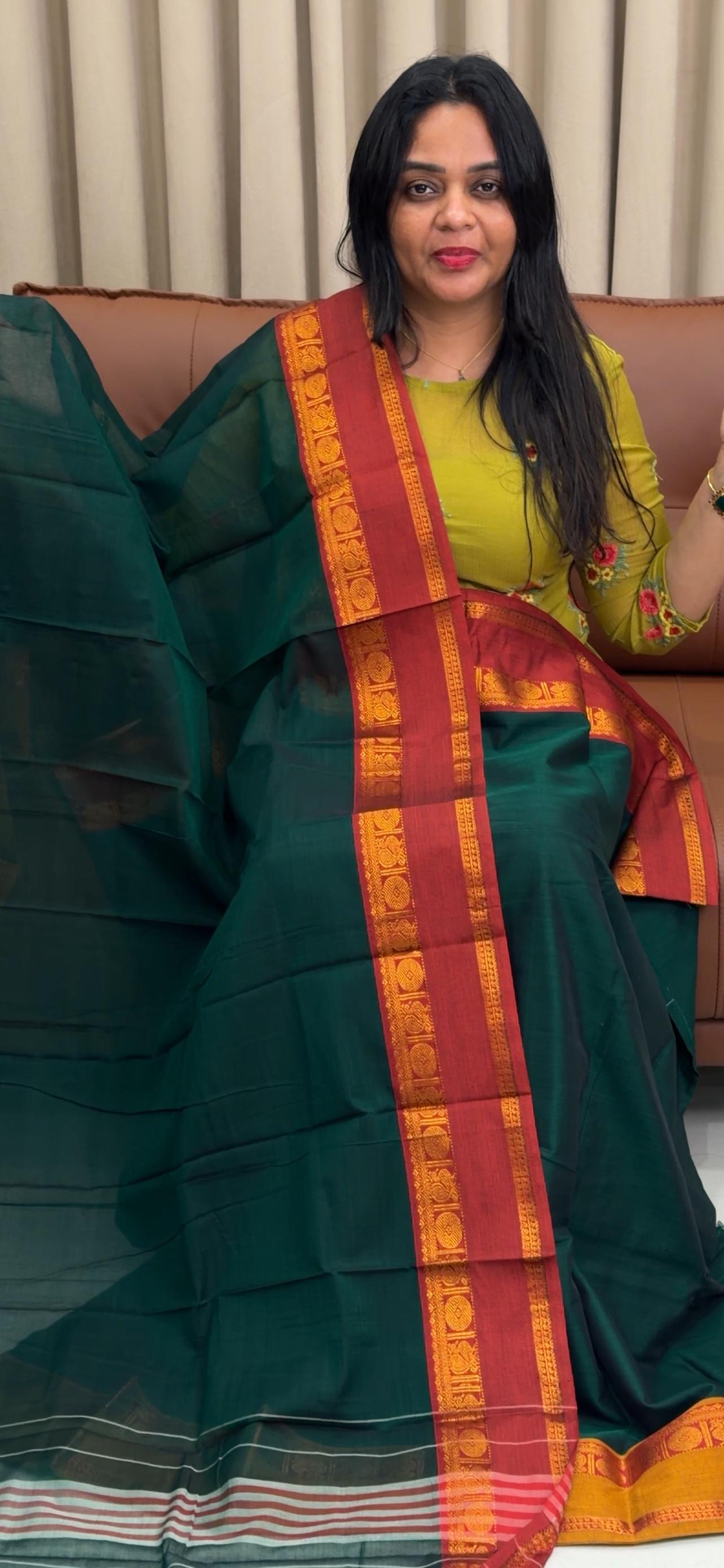 HANDLOOM UNSTITCHED DHAVANI SETS - IHA 33626